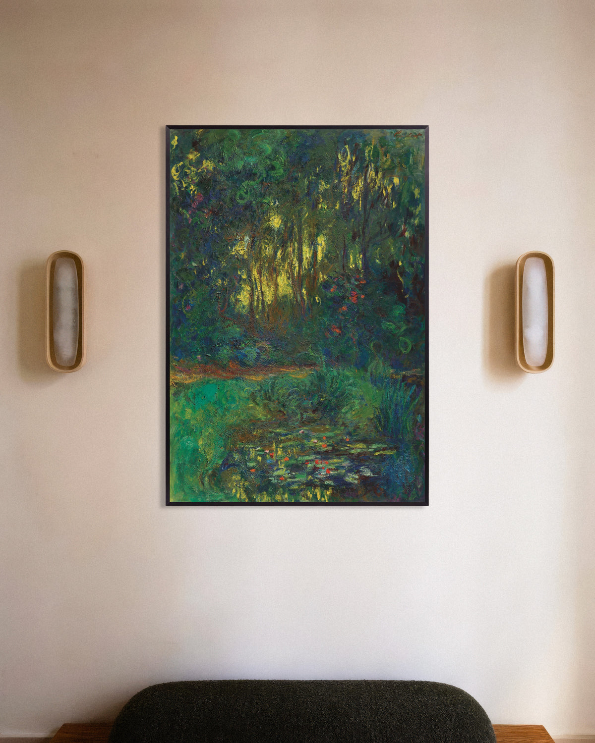Plakat Hjørne af åkandedammen (1918–1919) af Claude Monet med metalramme