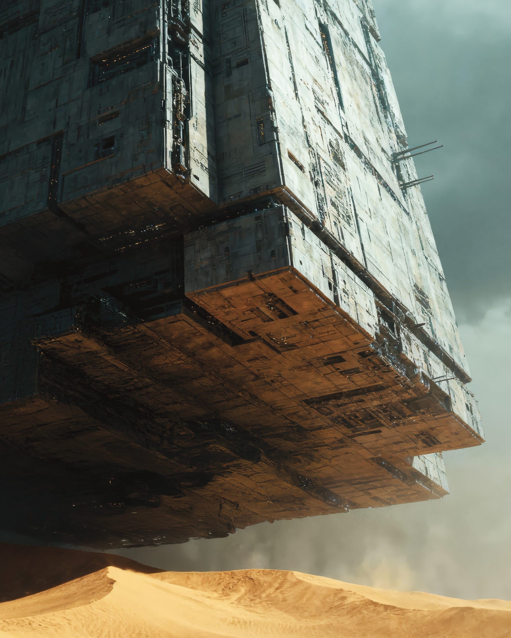 Floating Megastructure Poster, Dune, Sci-Fi Ørken Plakater