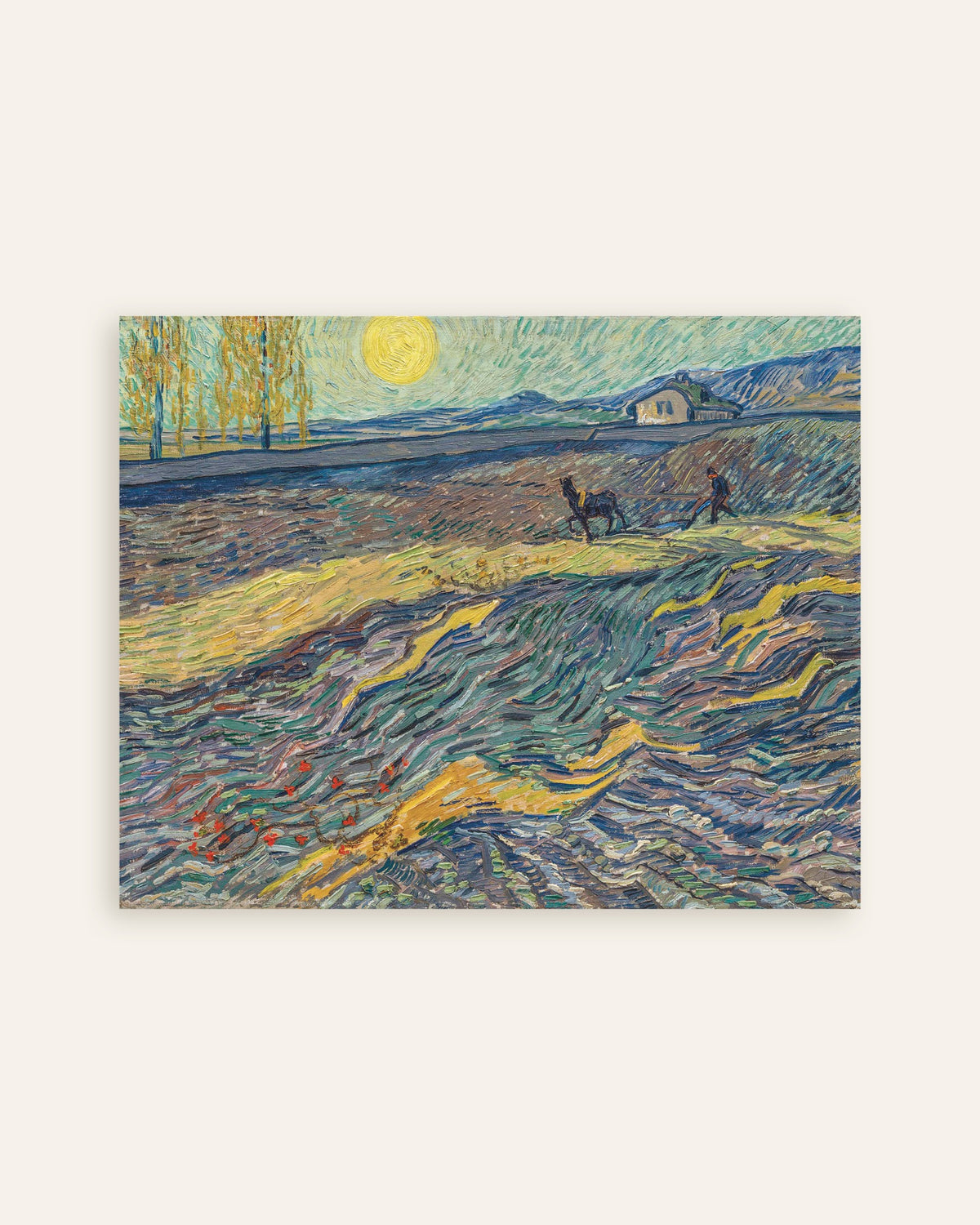 Poster med Indhegnet mark med plovmand (1889) af Vincent van Gogh, miniature