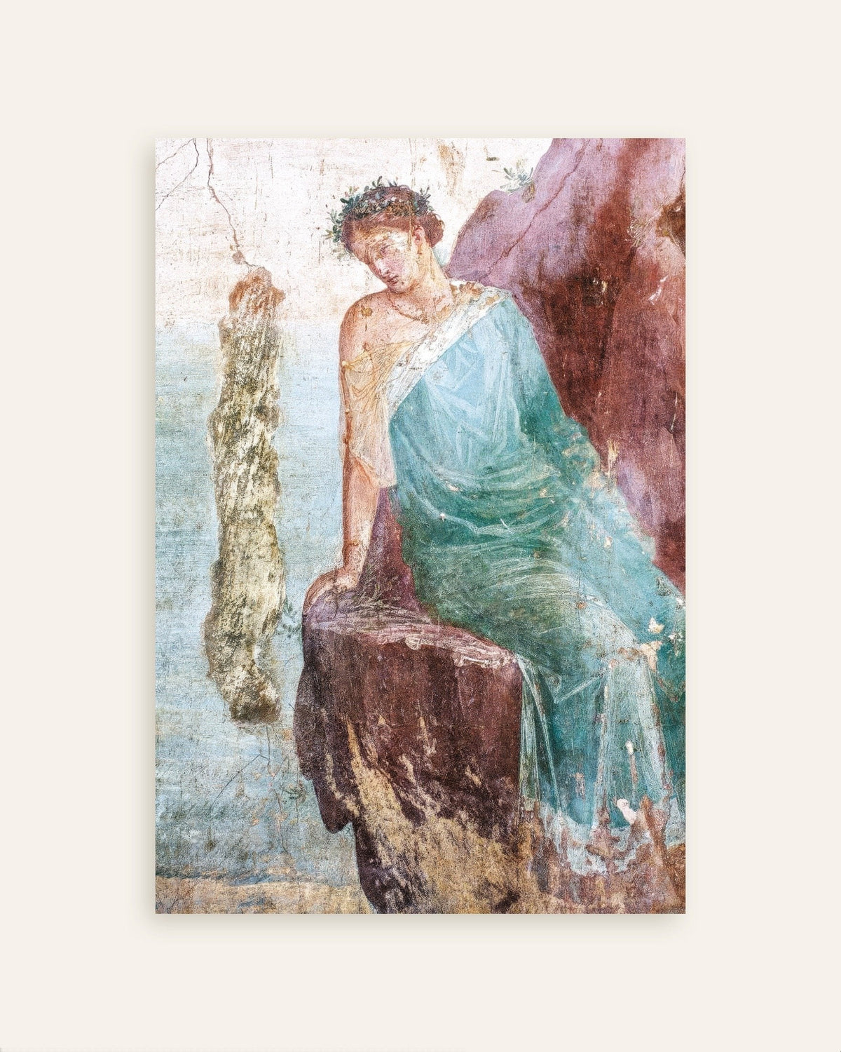 Plakat med detalje af freskoen af Ikaros' fald fra Pompeji