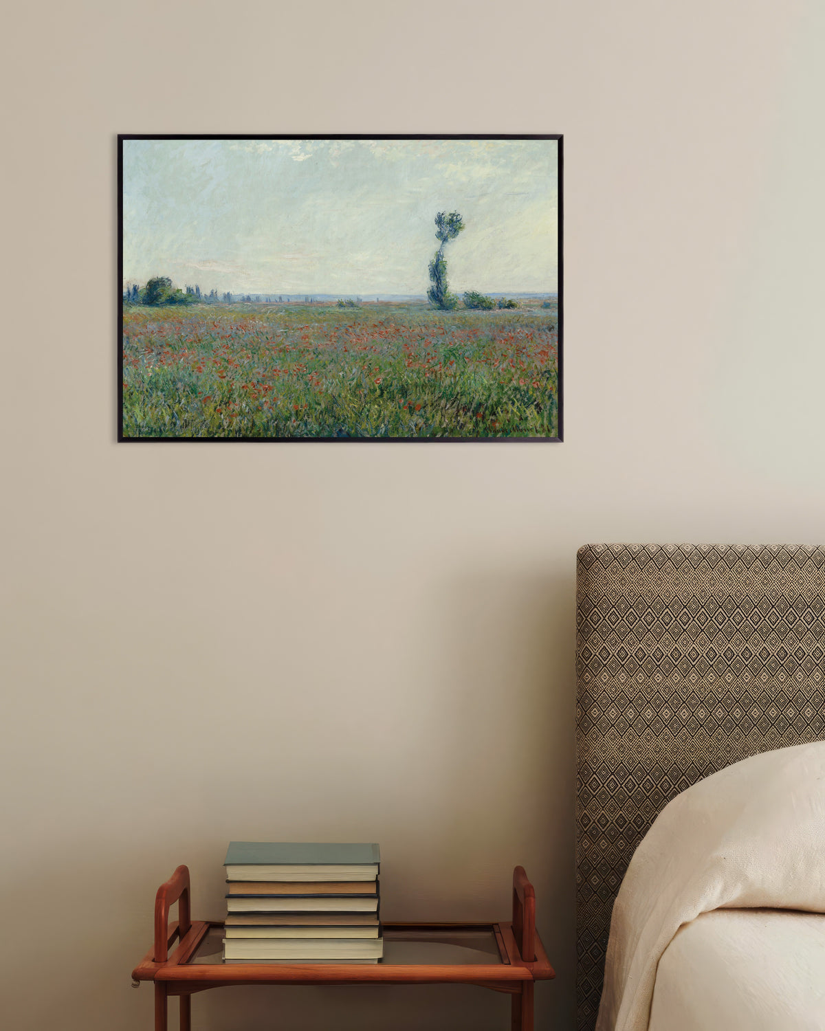 Plakat Valmuemark af Claude Monet med metalramme