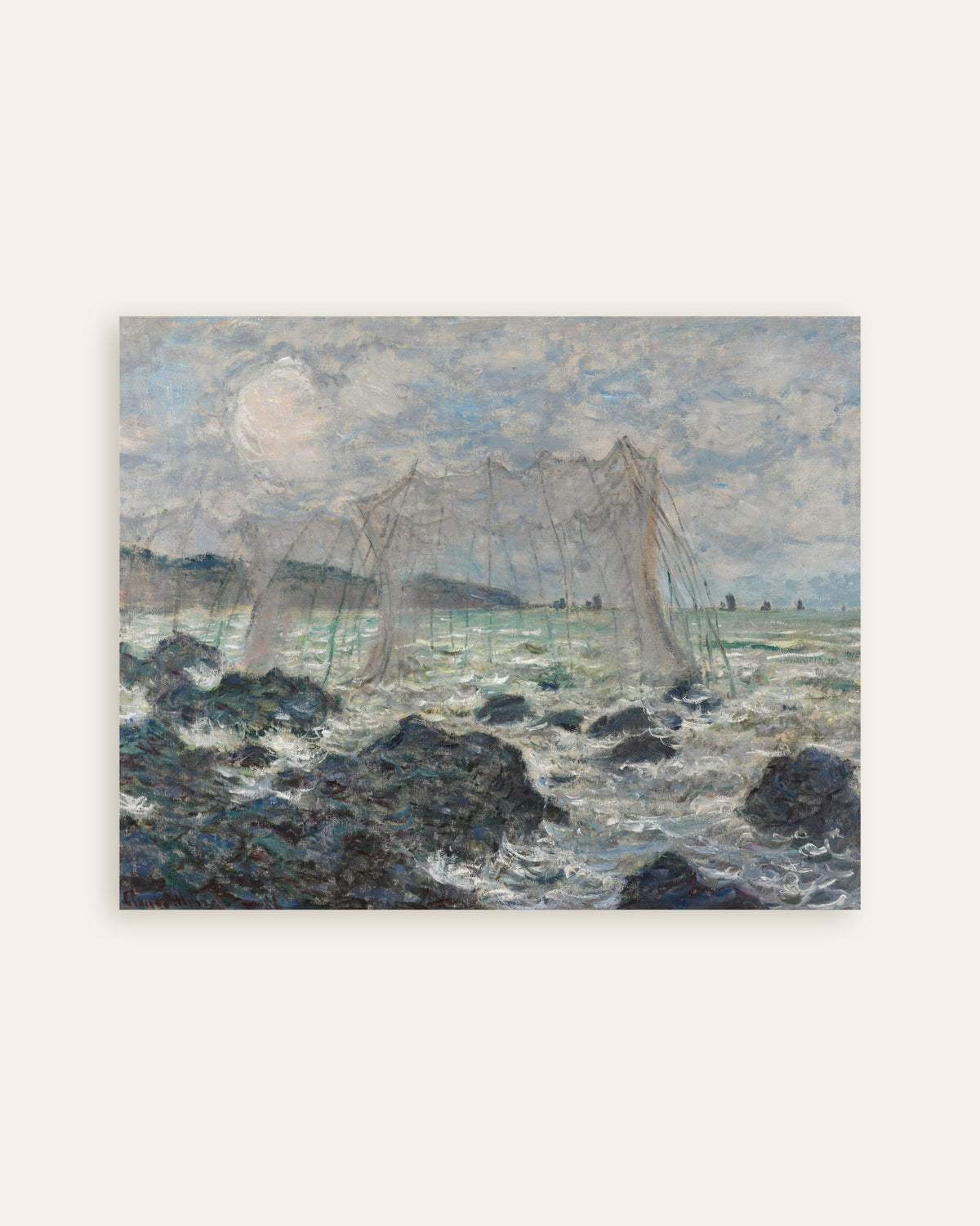 Plakat Fiskenet ved Pourville (1882) af Claude Monet, miniature