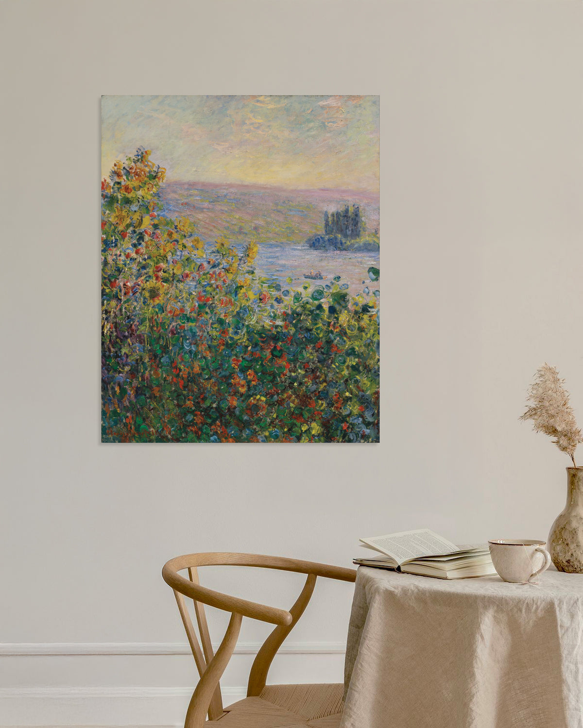 Plakat Blomsterbede i Vétheuil (1881) af Claude Monet