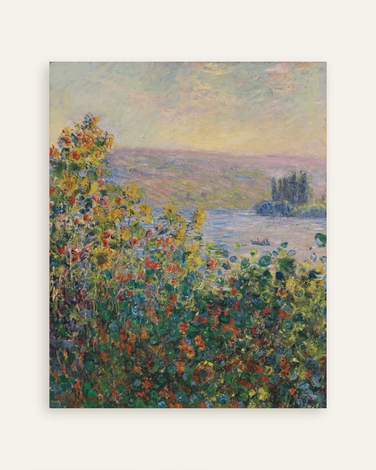 Plakat Blomsterbede i Vétheuil (1881) af Claude Monet, miniature