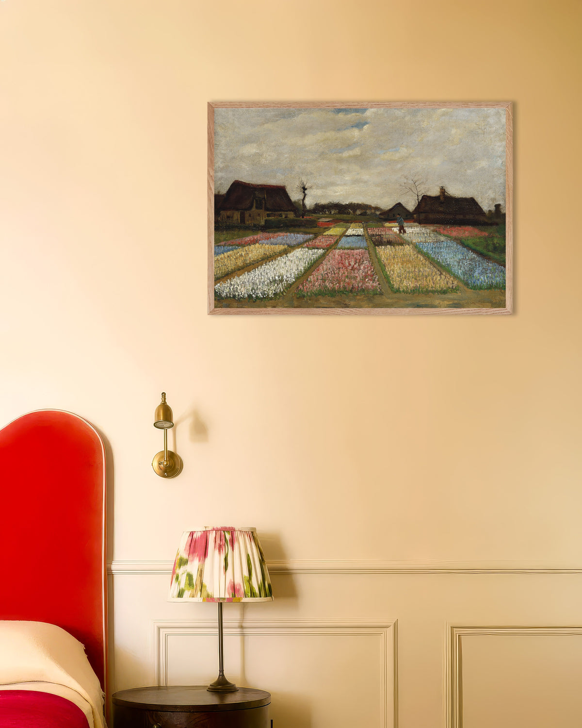Poster af Blomsterbede i Holland (ca. 1883) af Vincent van Gogh med ramme af naturtræ