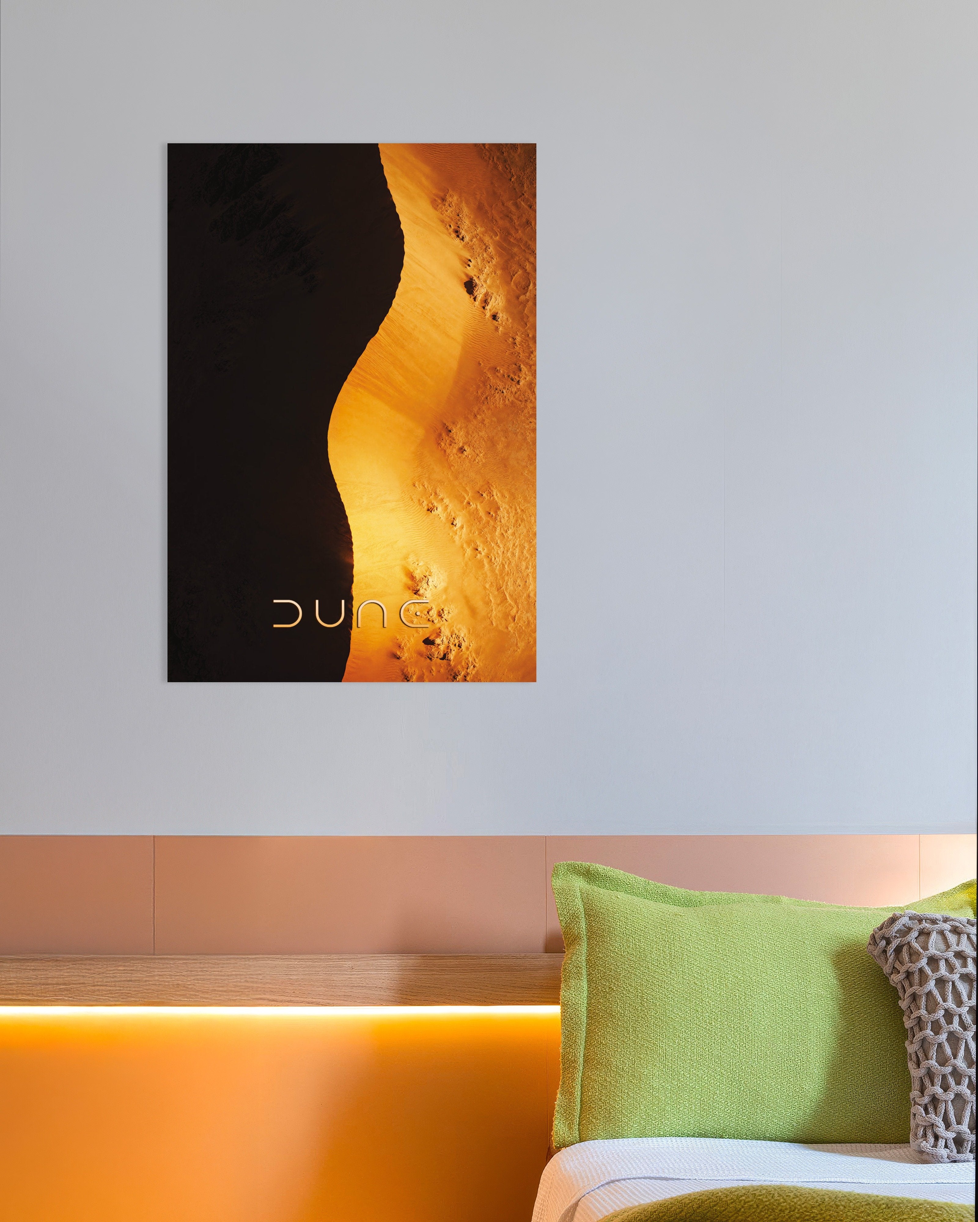 Poster of Golden Dune Curve Poster, Desert Shadow Art Print
