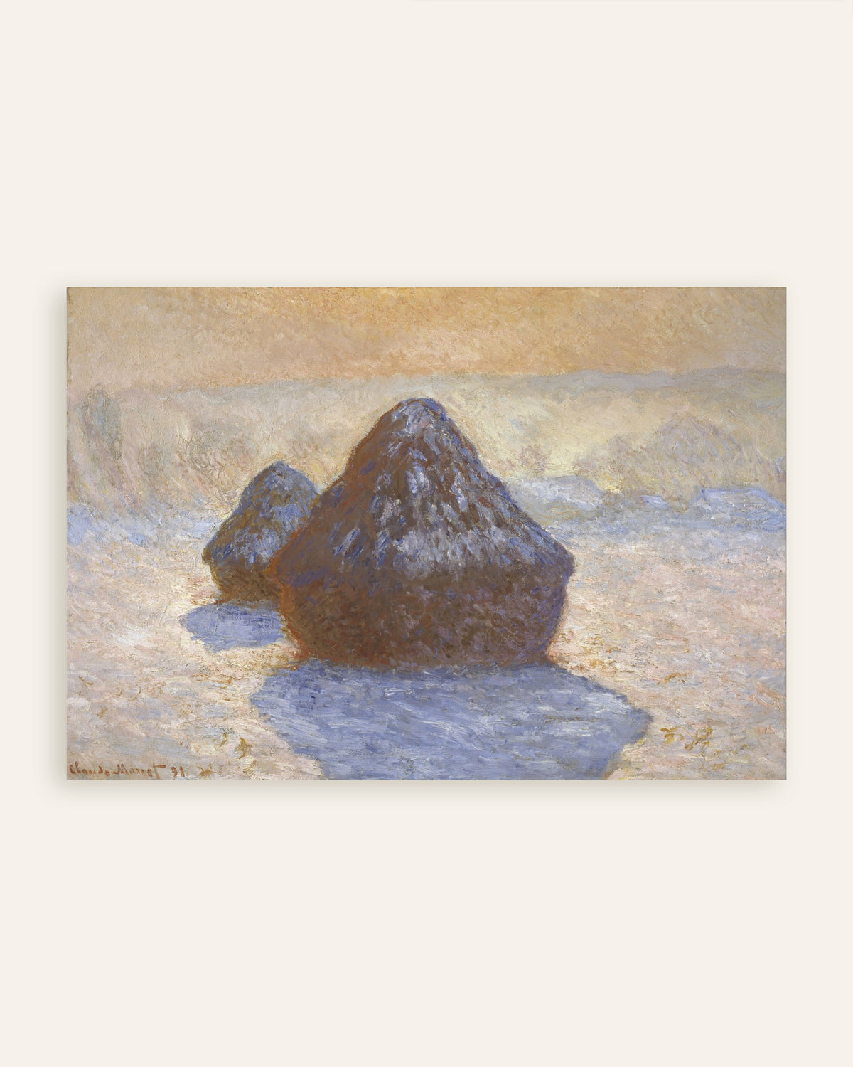 Plakat Kornstakke, sne (1891) af Claude Monet, miniature