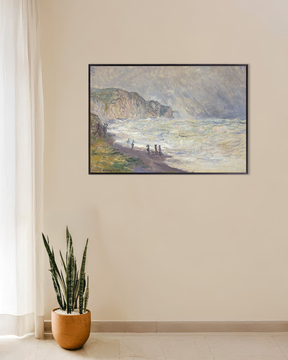 Plakat Høj sø ved Pourville (1897) af Claude Monet med metalramme