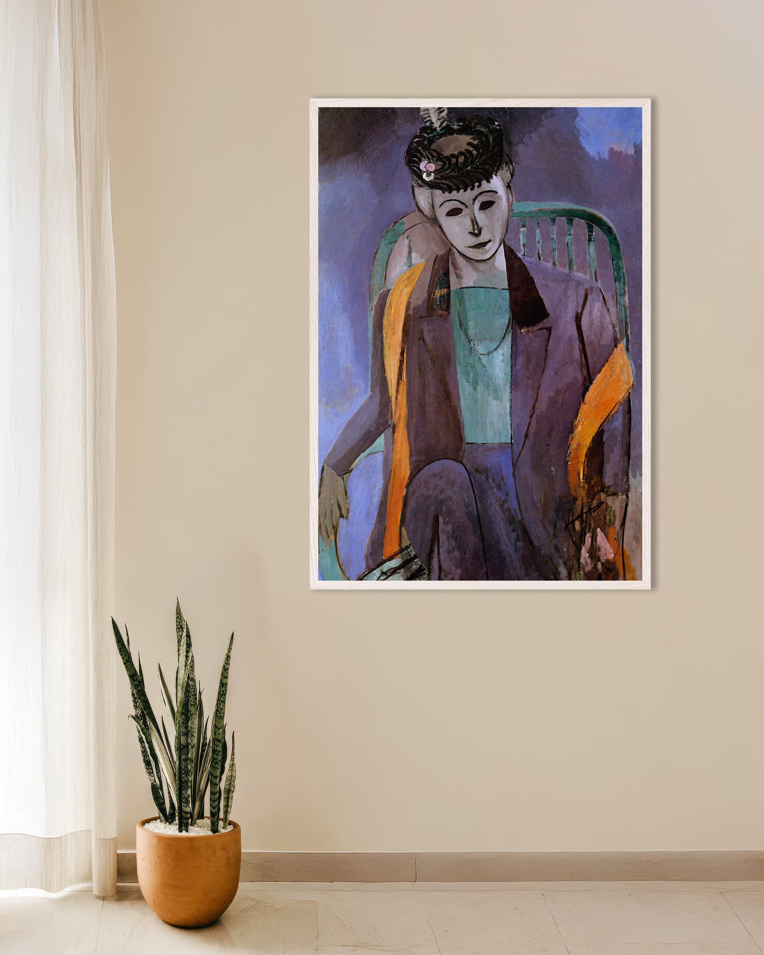 Poster of Henri Matisse Madame Matisse poster (1913), with white wooden frame