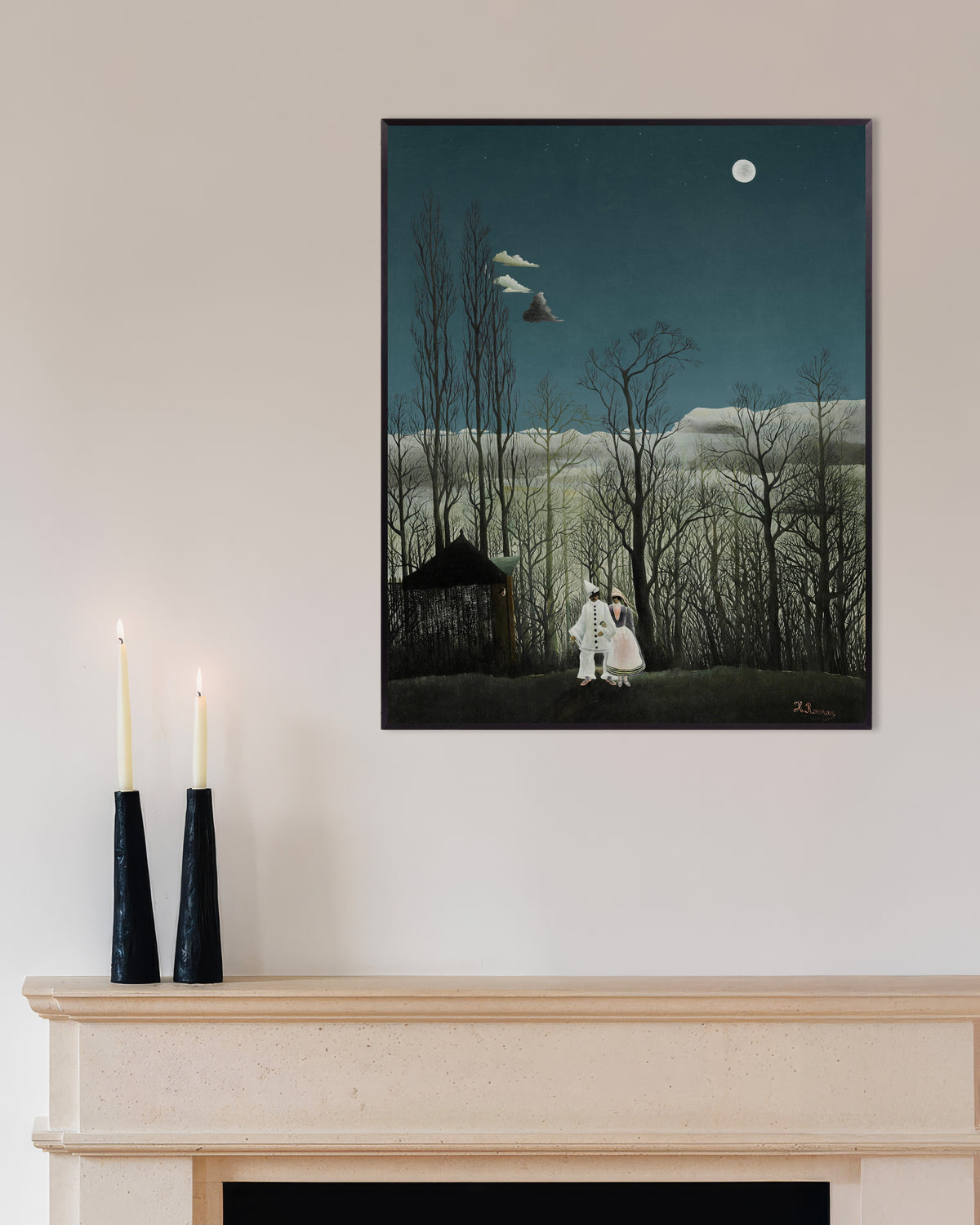 Poster med Henri Rousseau – En karnevalsaften (detalje), med metalramme