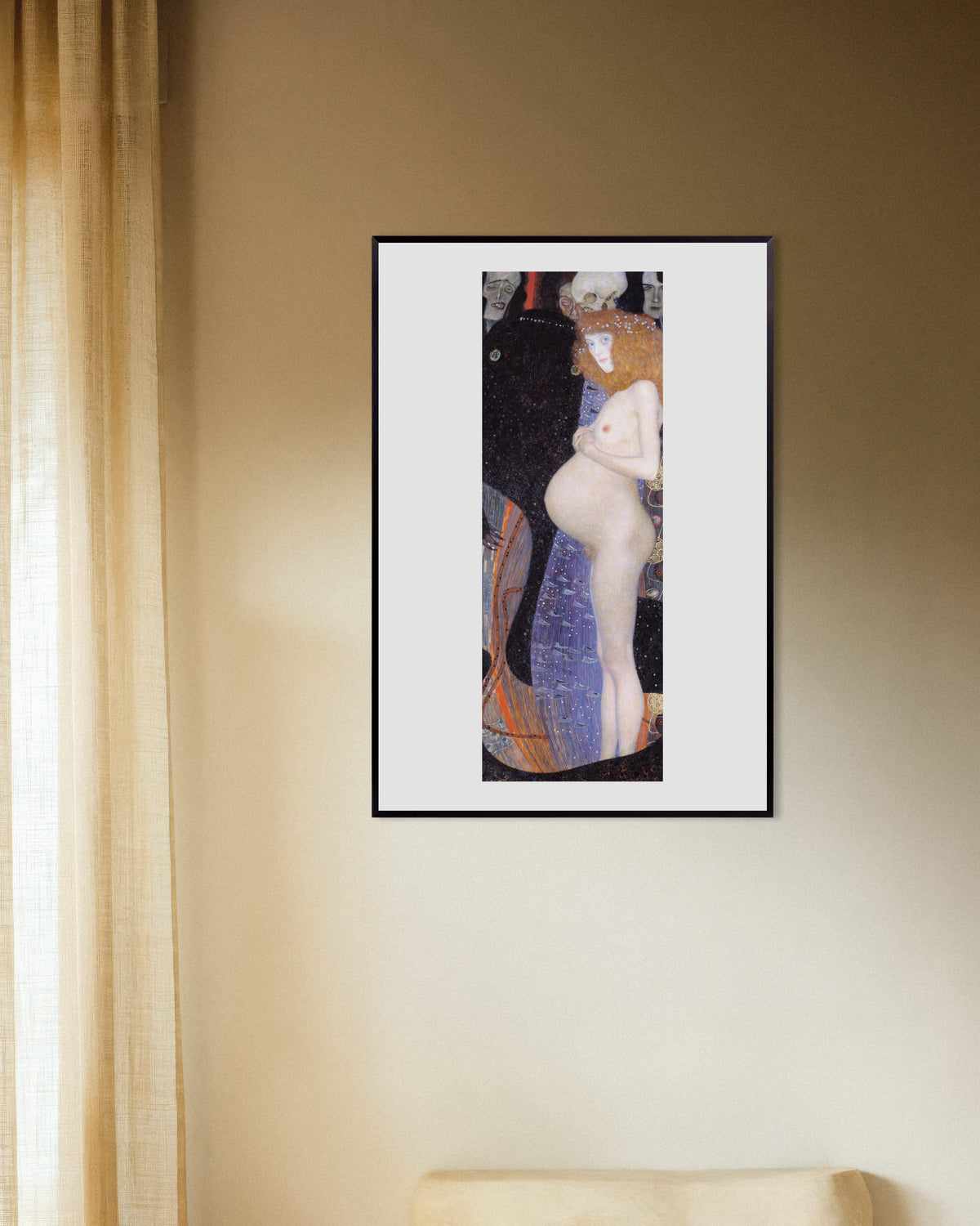 Plakat Håbet I (1903) af Gustav Klimt med metalramme