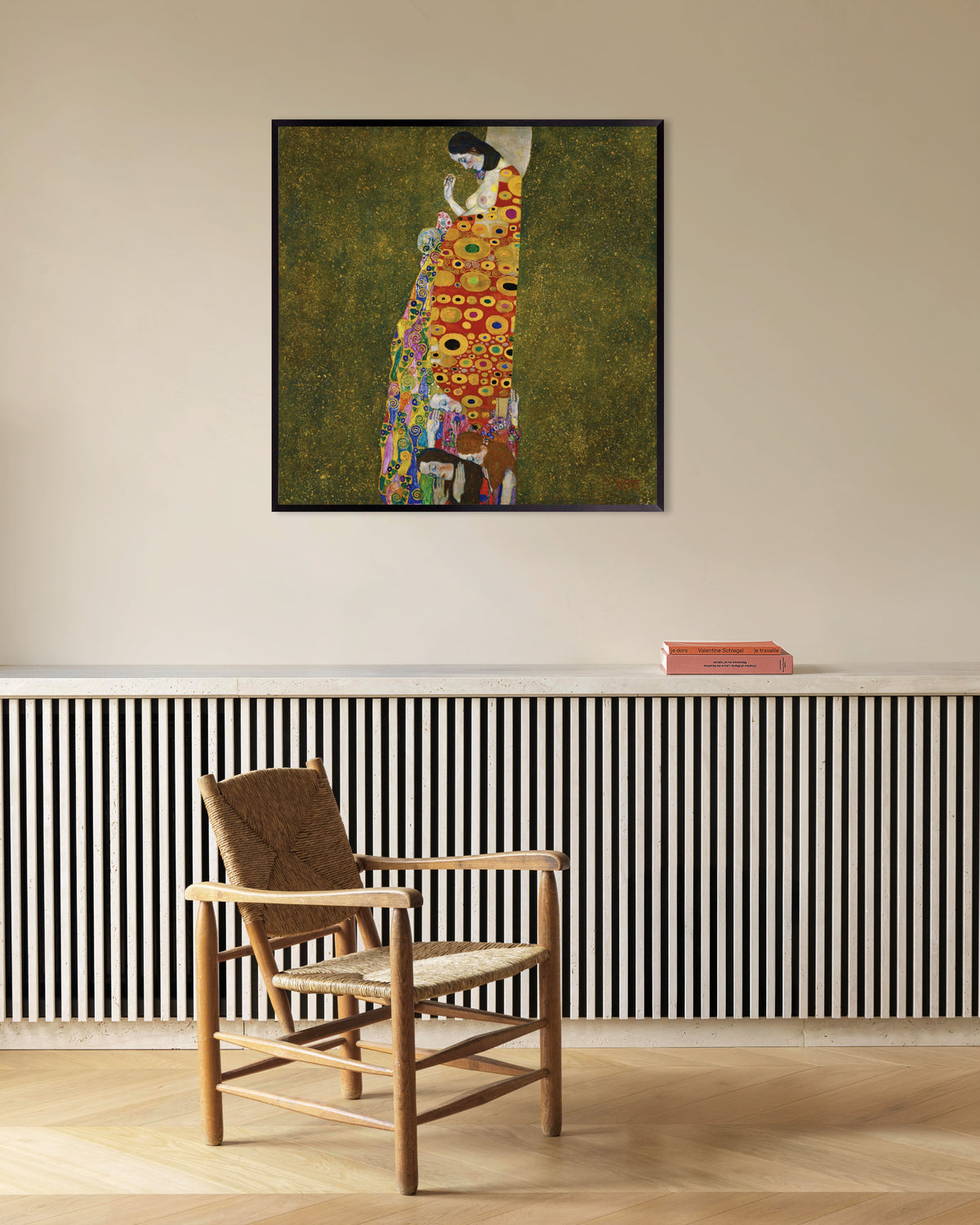 Plakat Håbet II (1907–1908) af Gustav Klimt med metalramme