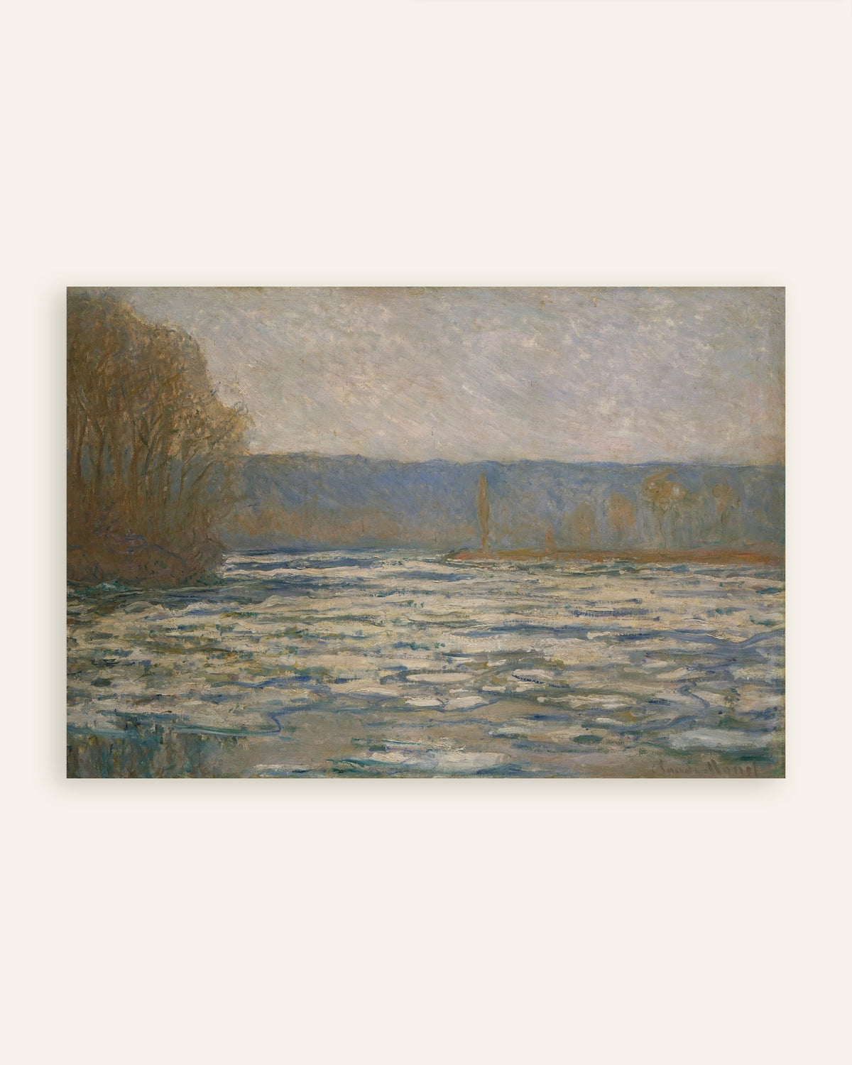 Plakat Islæg bryder op på Seinen ved Bennecourt (1893) af Claude Monet, miniature