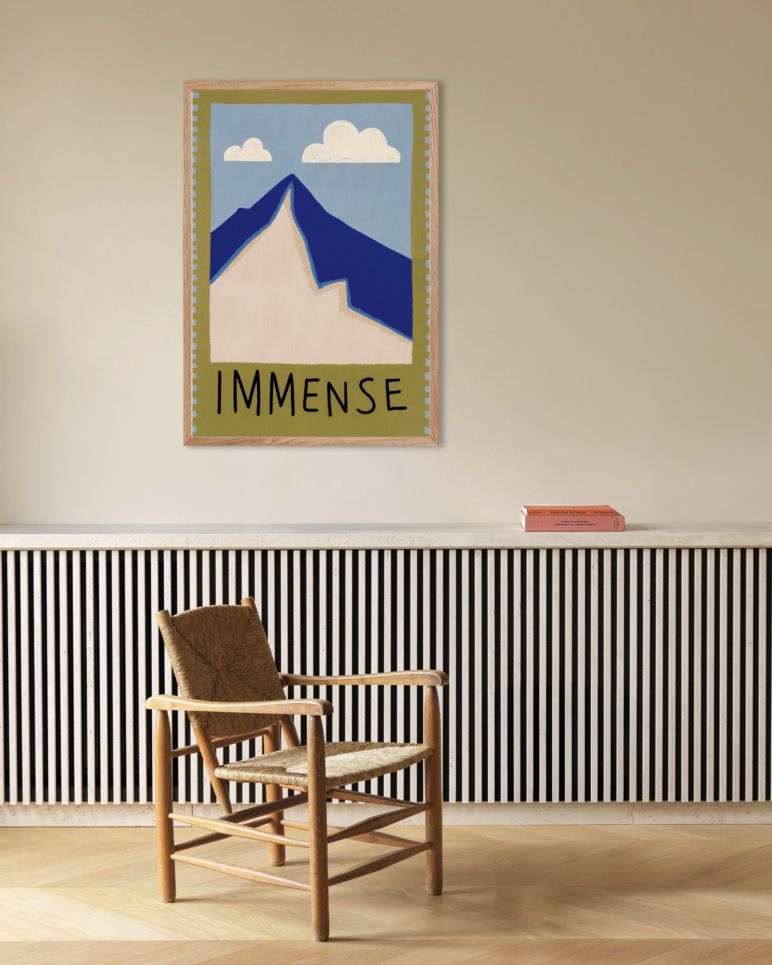 Poster of Immense - Typographic Poster, with natural wooden frame
