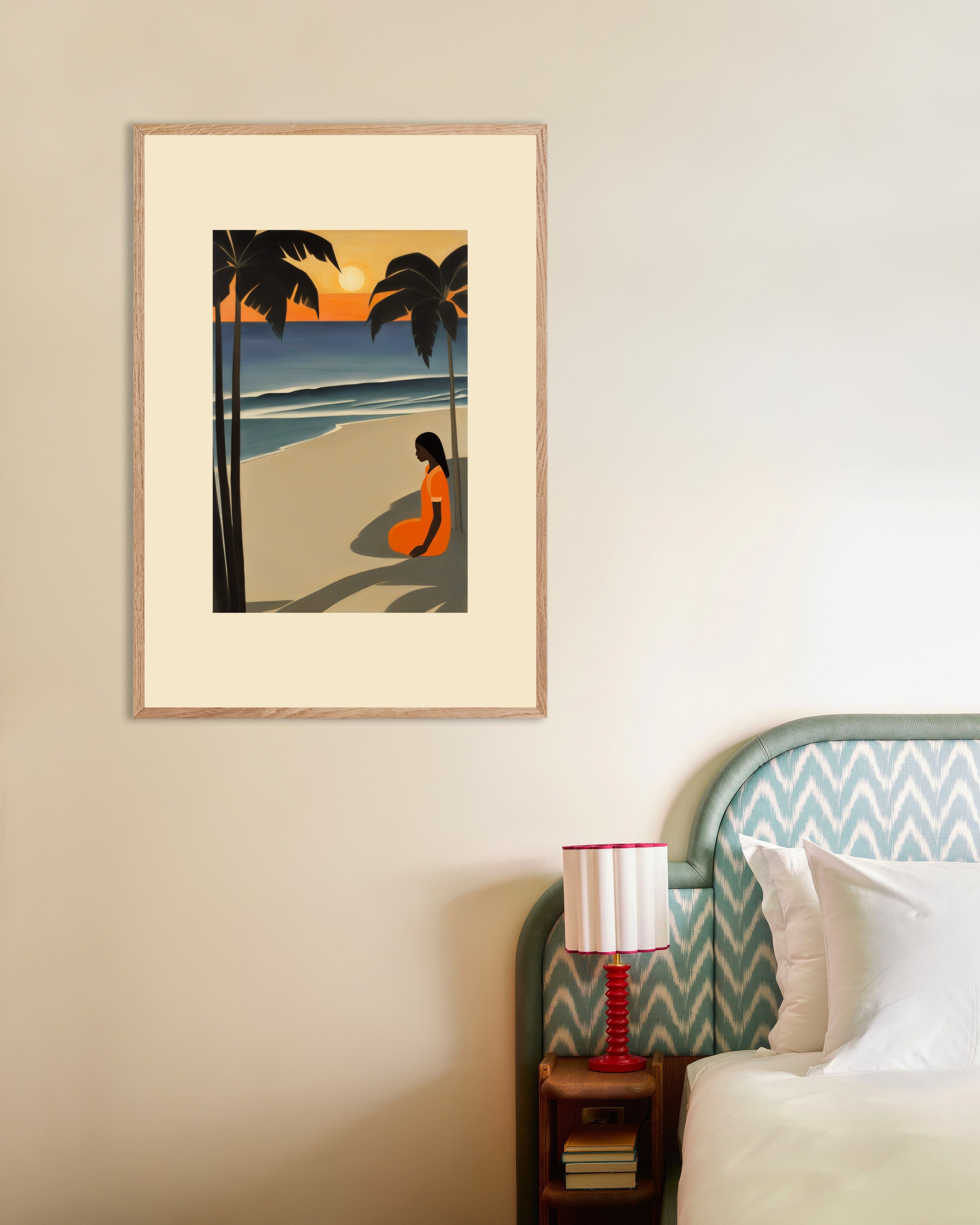 Poster of In the perfumed land caressed by the sun, Baudelaire, no text, with natural wooden frame