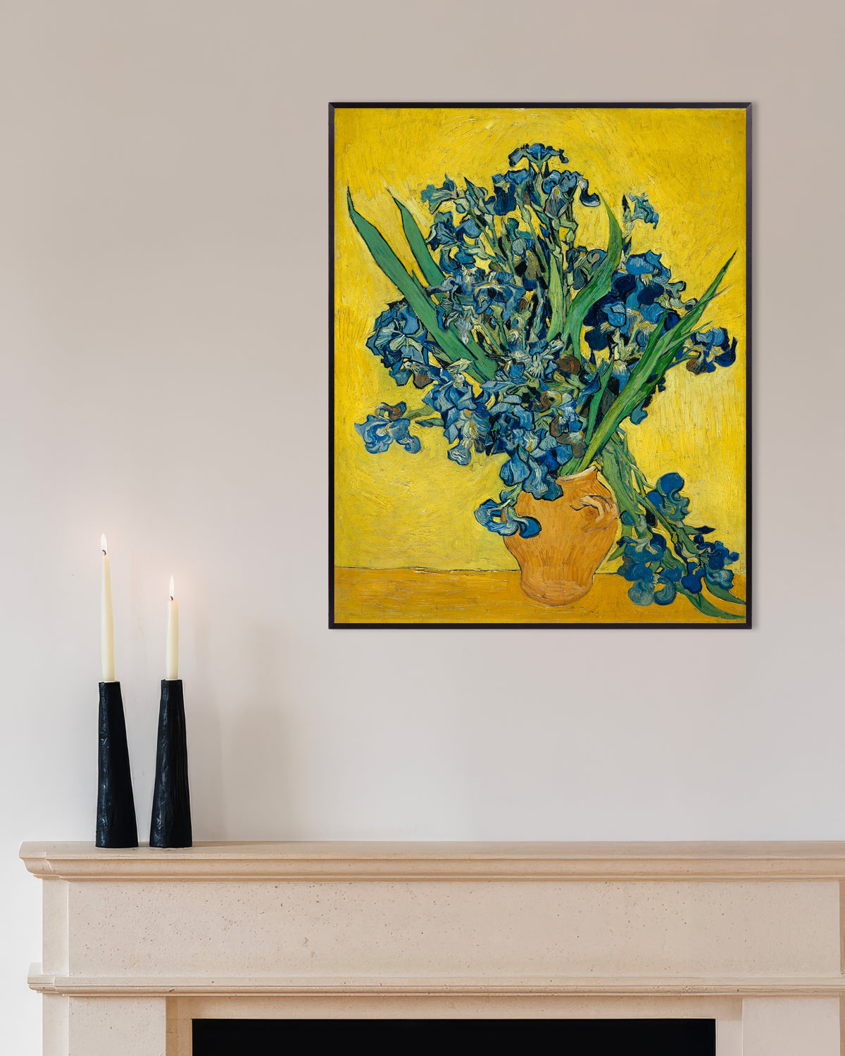 Poster med Iris i en vase (1890) af Vincent van Gogh, med metalramme