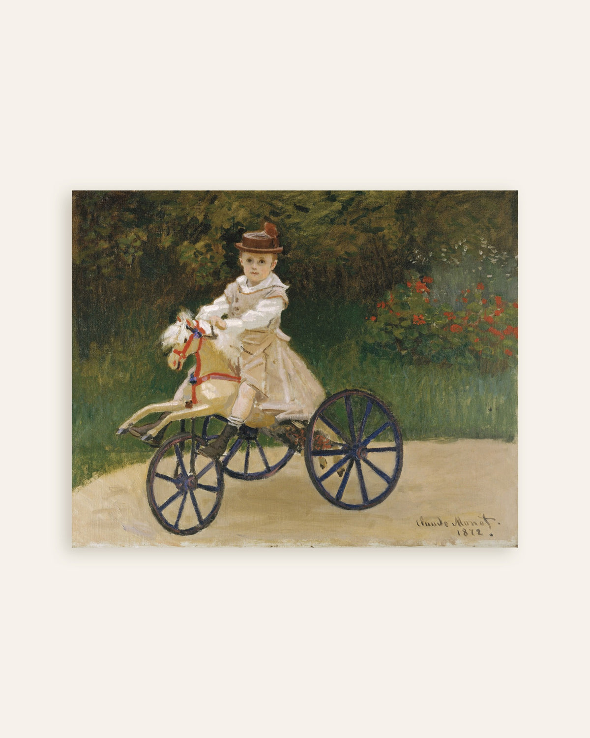 Plakat Jean Monet på sin kæphest (1872) af Claude Monet, miniature