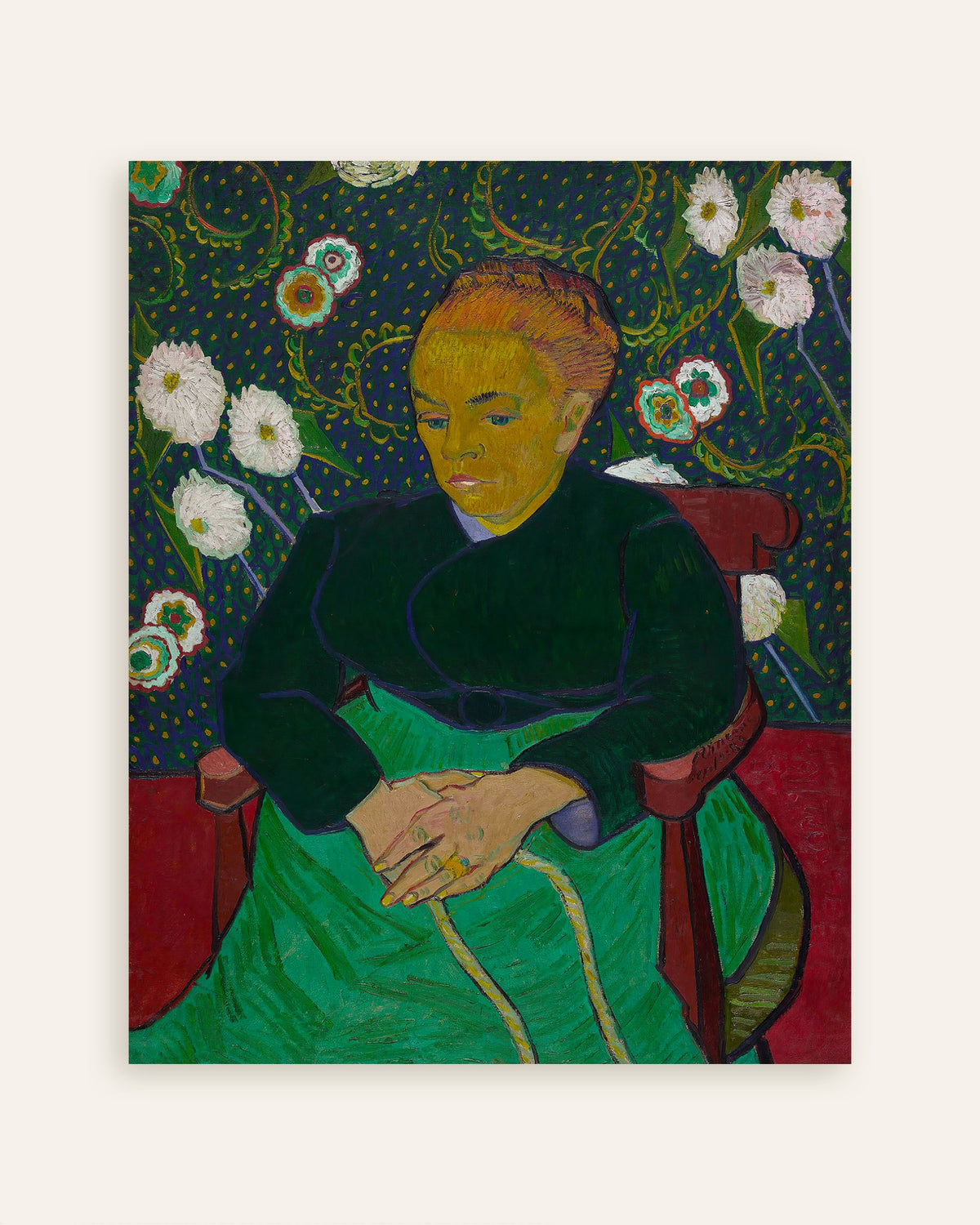 Poster af La Berceuse, Madame Roulin vugger vuggen (1889) af Vincent van Gogh, miniature