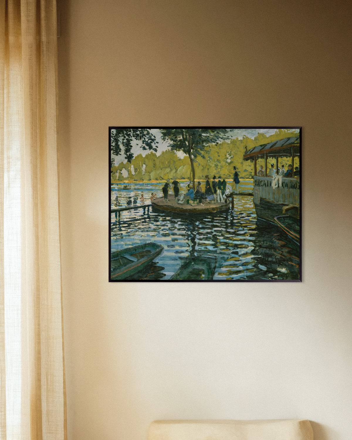 Plakat La Grenouillère (1869) af Claude Monet med metalramme