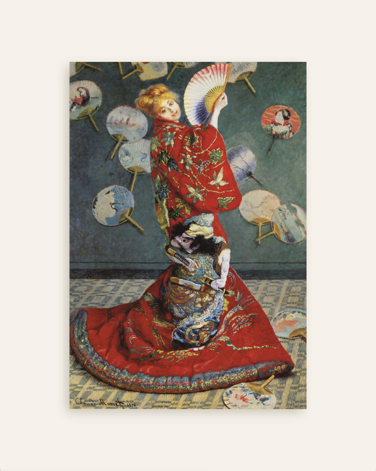 Plakat La Japonaise, Camille Monet i japansk dragt (1876) af Claude Monet, miniature