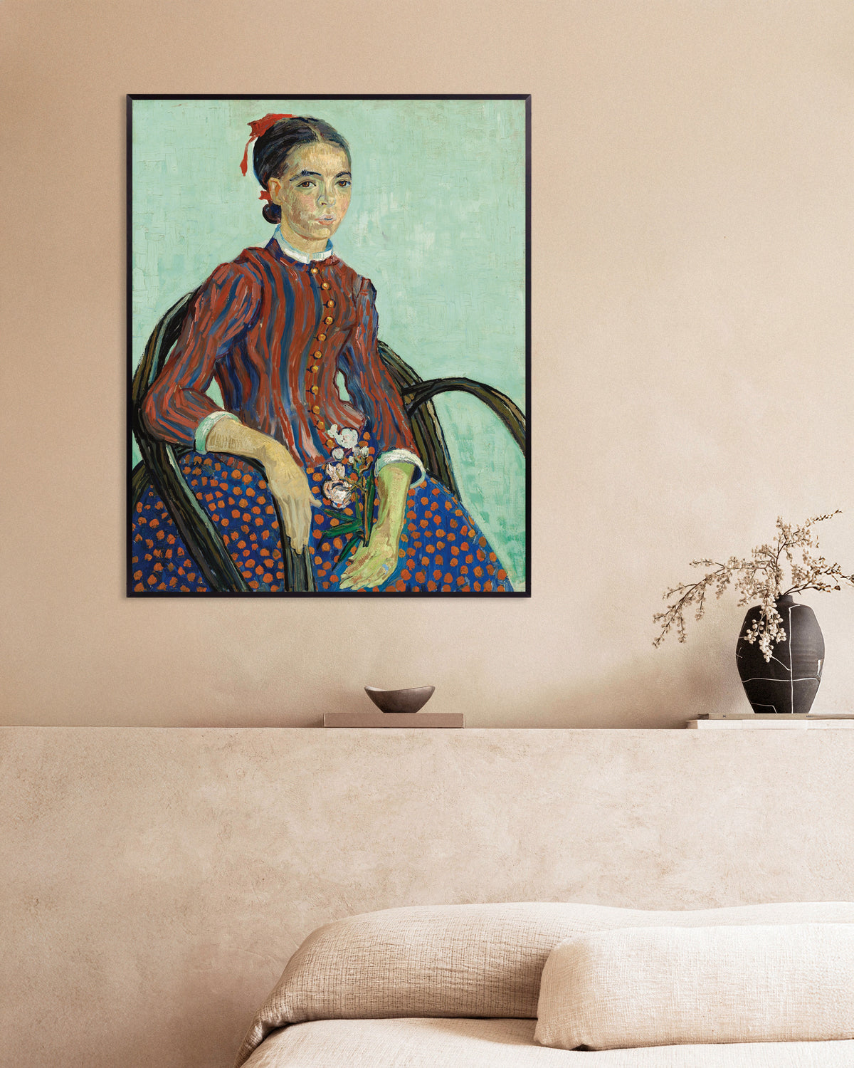 La Mousmé (1888) af Vincent van Gogh, poster med metalramme