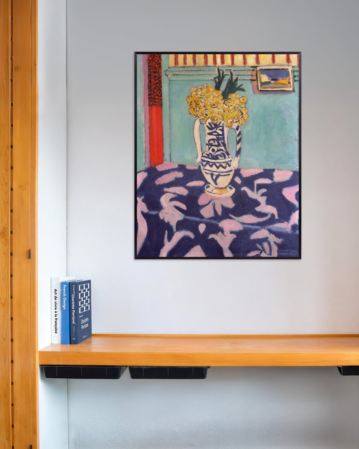 Plakat med Les coucous, tapis bleu et rose (1911) af Henri Matisse, med metalramme