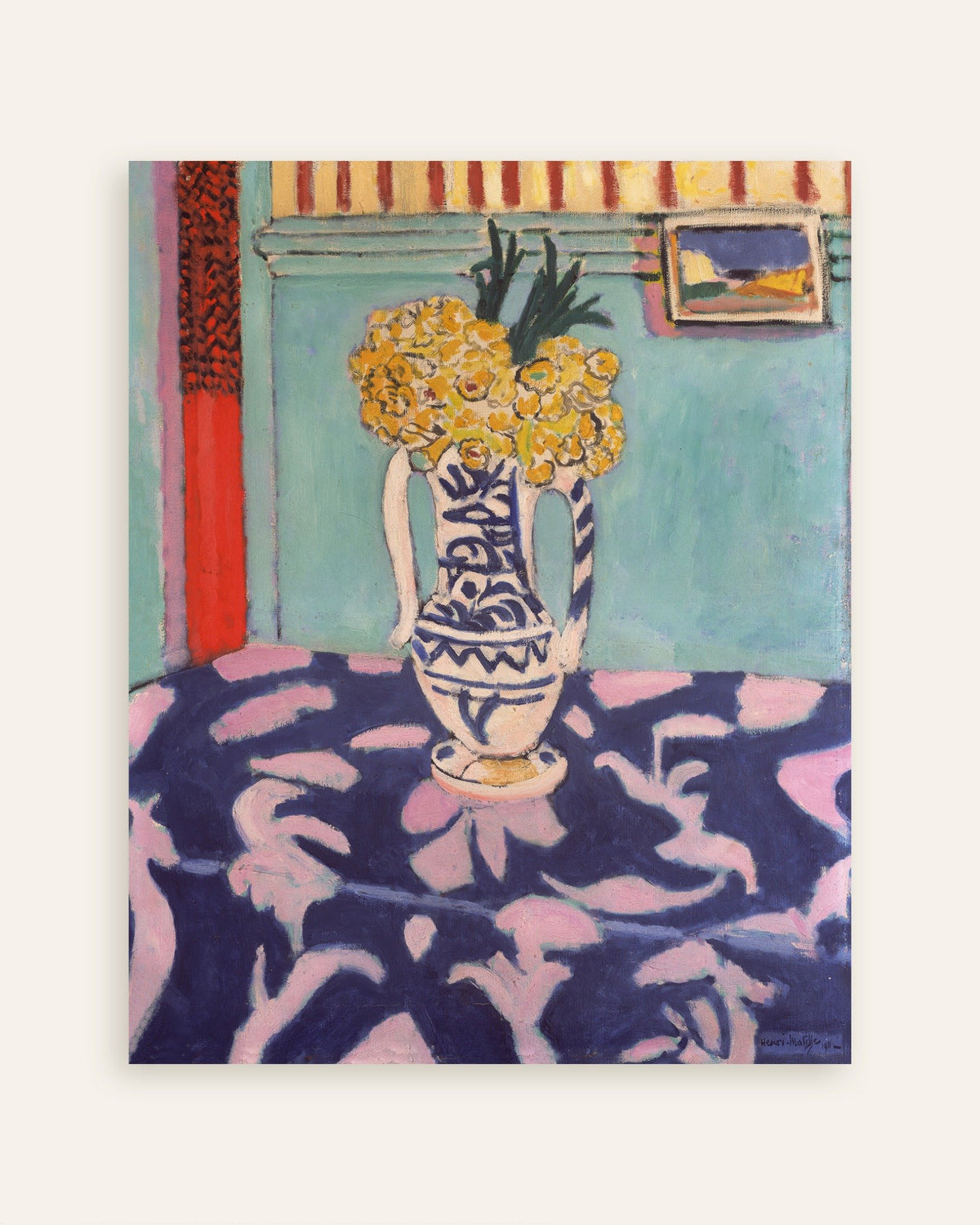 Plakat med Les coucous, tapis bleu et rose (1911) af Henri Matisse, miniature