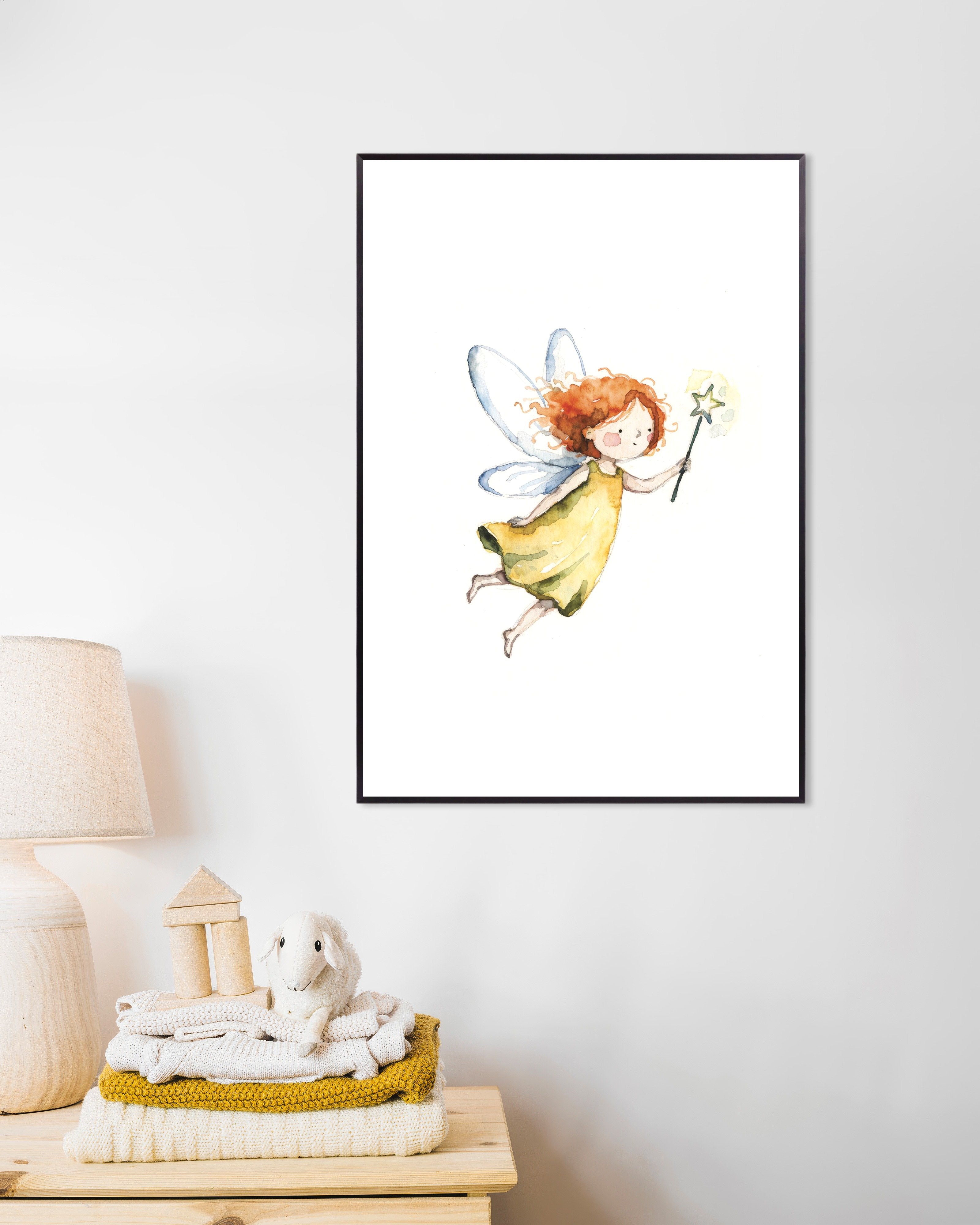 Poster of Little Magic Fairy - Watercolor Poster, with metal frame