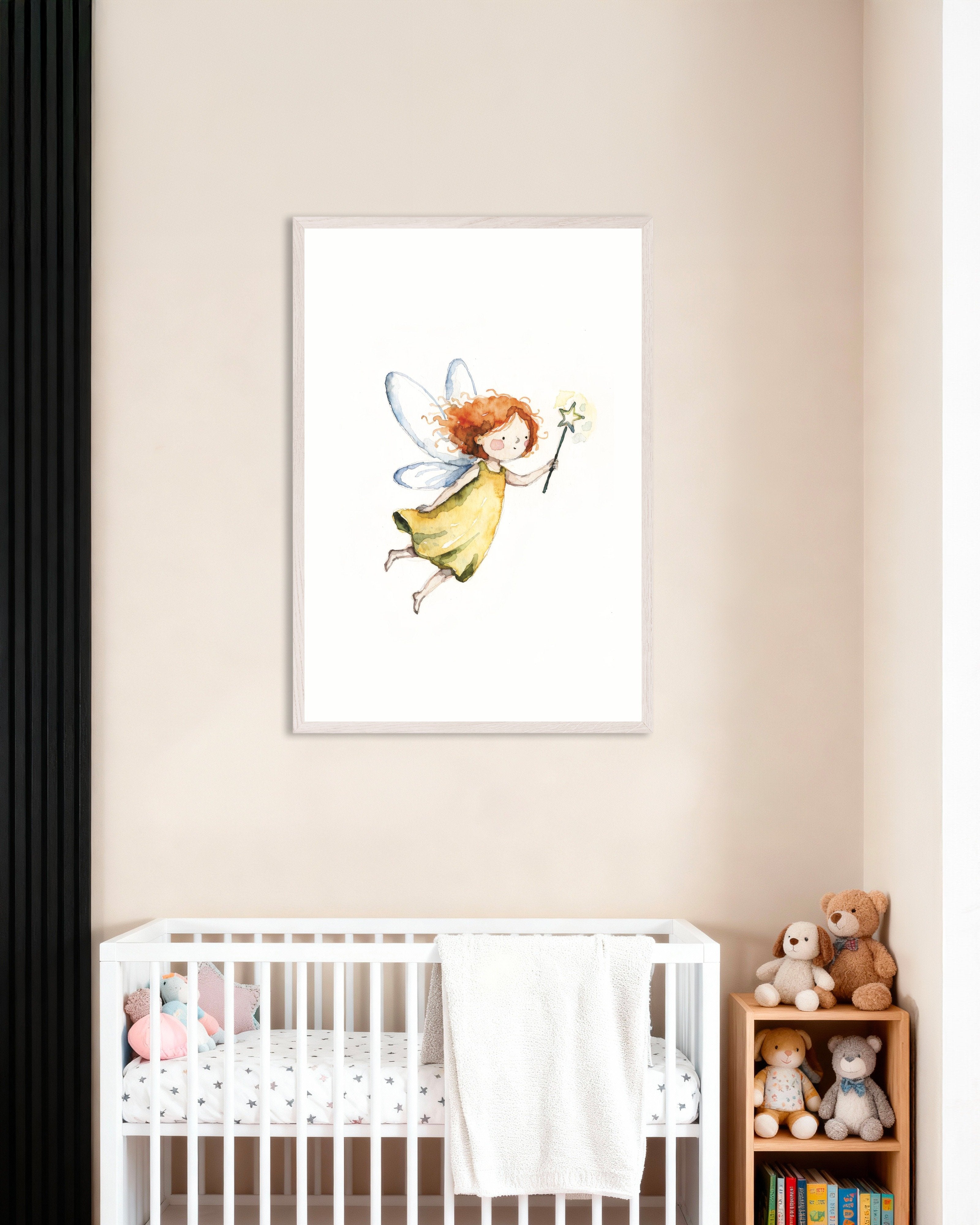 Poster of Little Magic Fairy - Watercolor Poster, with white wooden frame