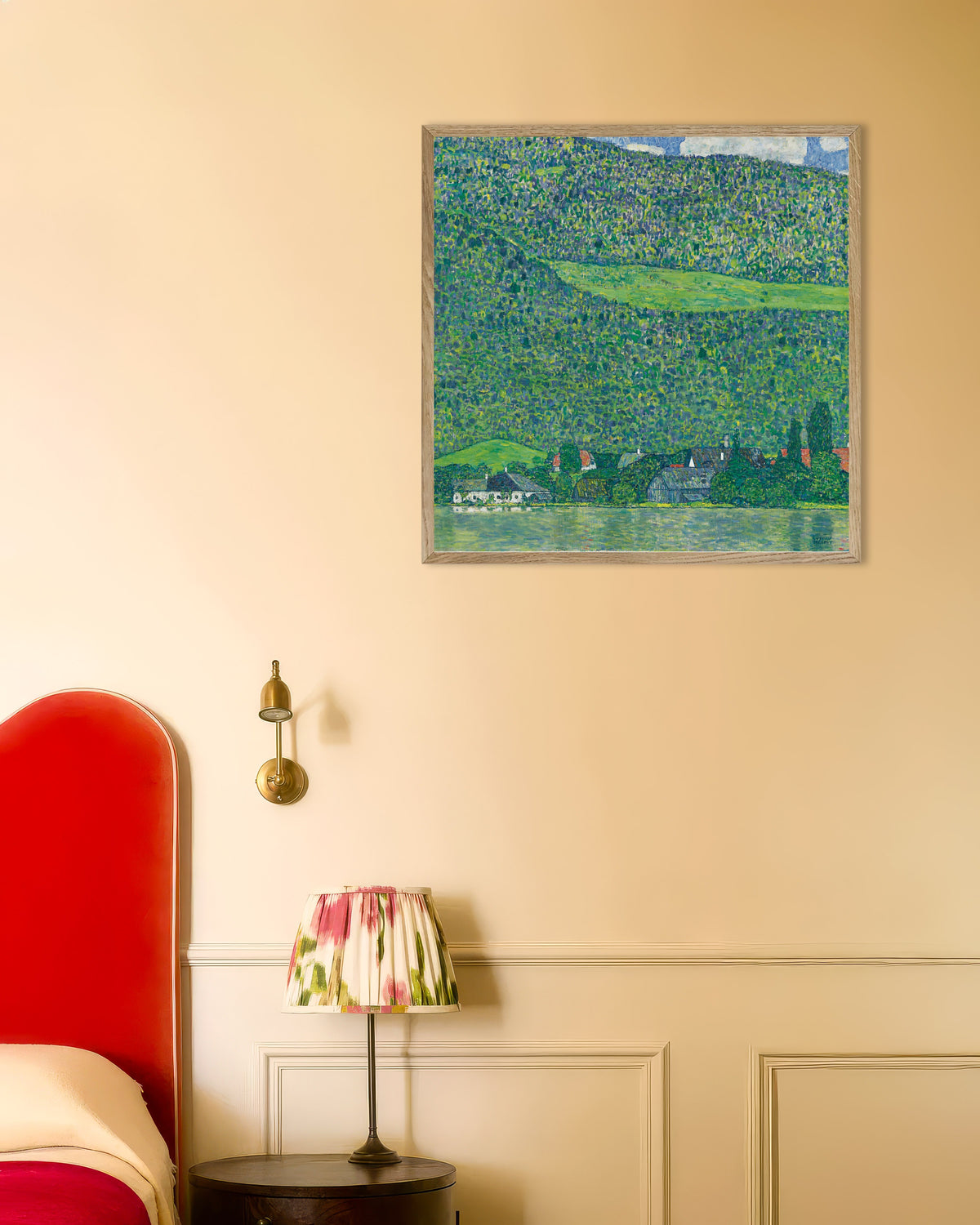 Poster af Litzlberg ved Attersee (1914–1915) af Gustav Klimt med ramme af naturtræ