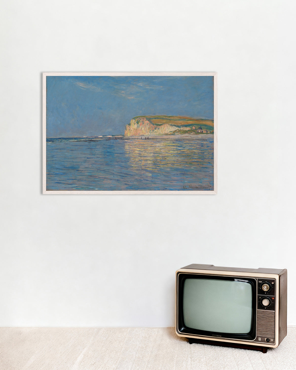 Plakat Lavvande ved Pourville nær Dieppe (1882) af Claude Monet med hvid træramme