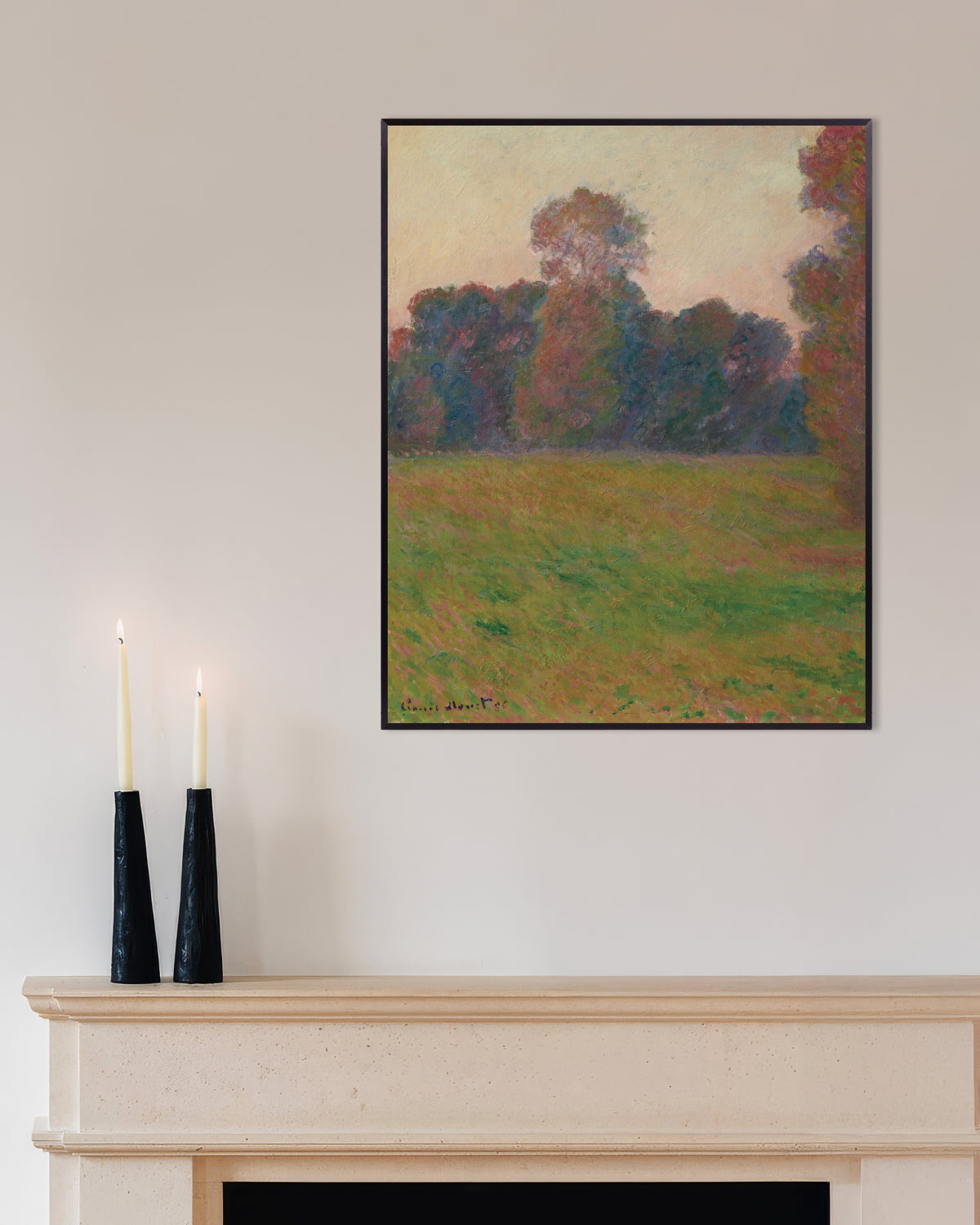Plakat Eng ved Giverny (1886) af Claude Monet med metalramme