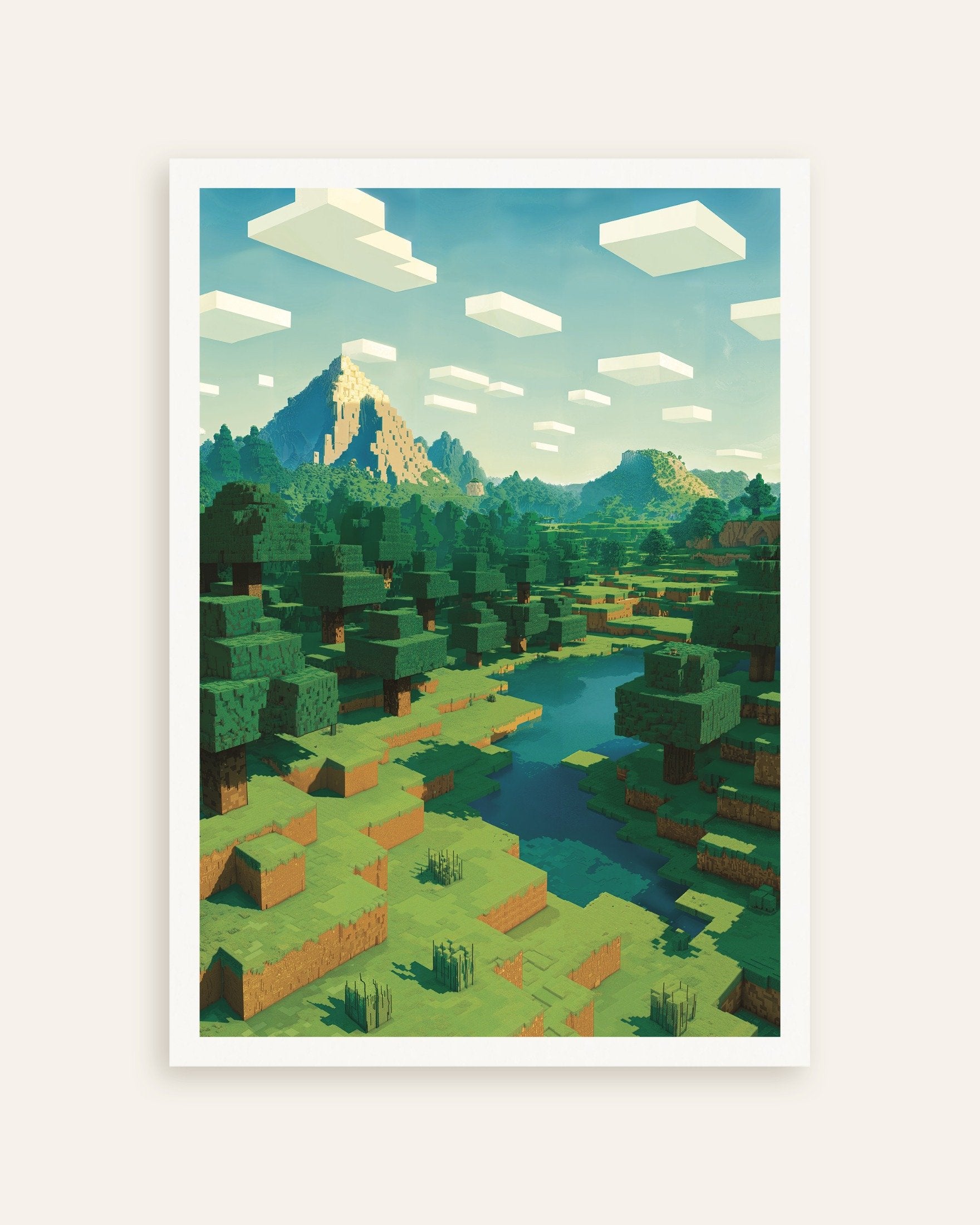 Poster of Minecraft Mountain Landscape – pixel art fan poster, thumbnail
