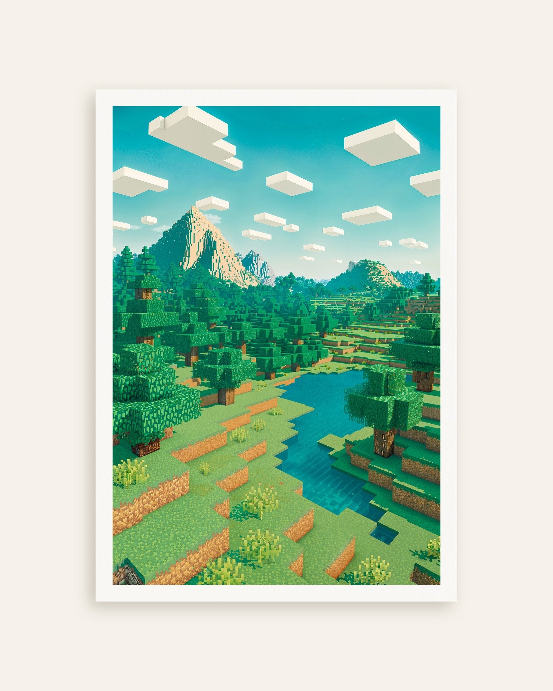 Poster of Minecraft Mountain Landscape – pixel art fan poster, thumbnail