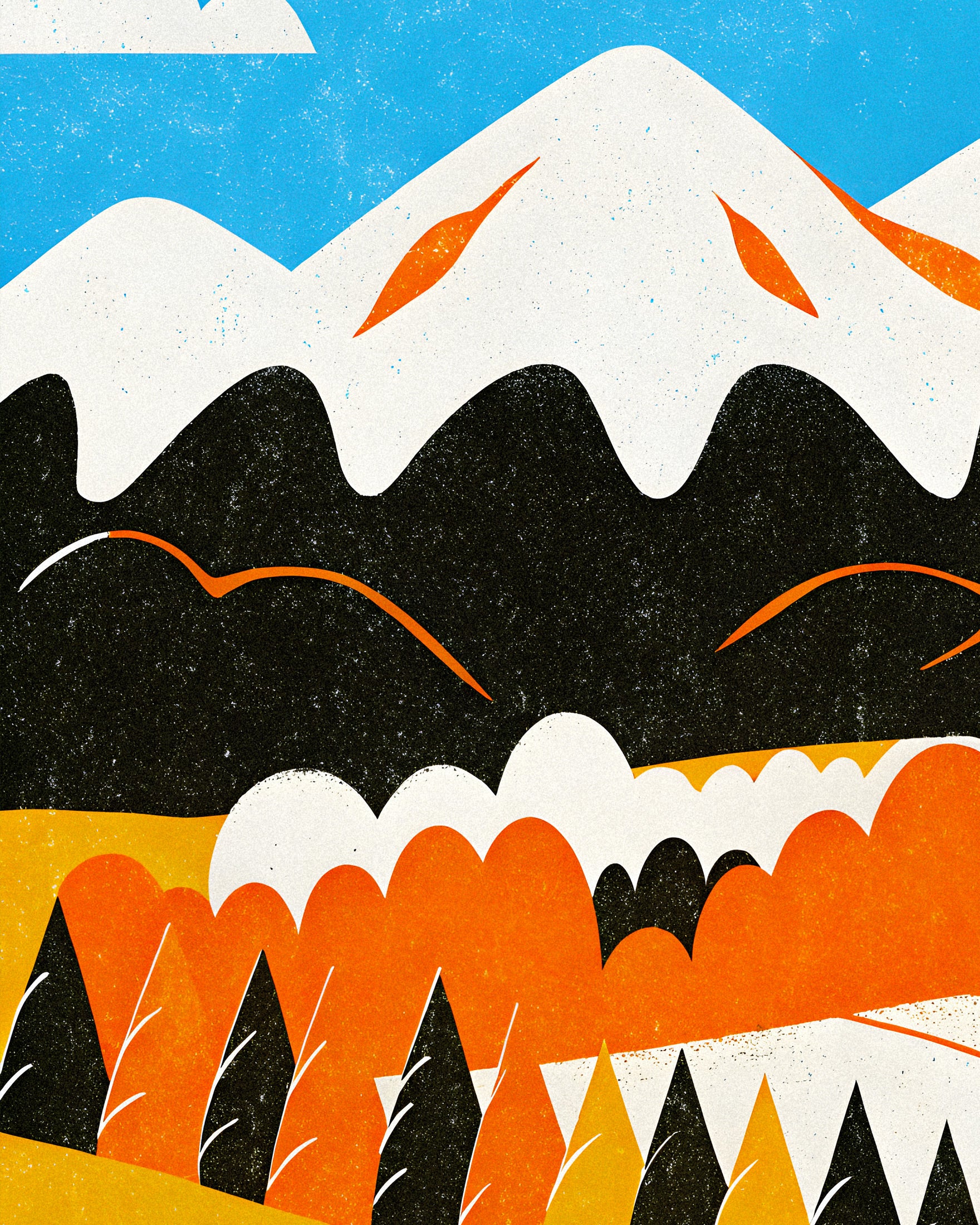Moderne Bjerglandskab – Grafisk Naturplakat