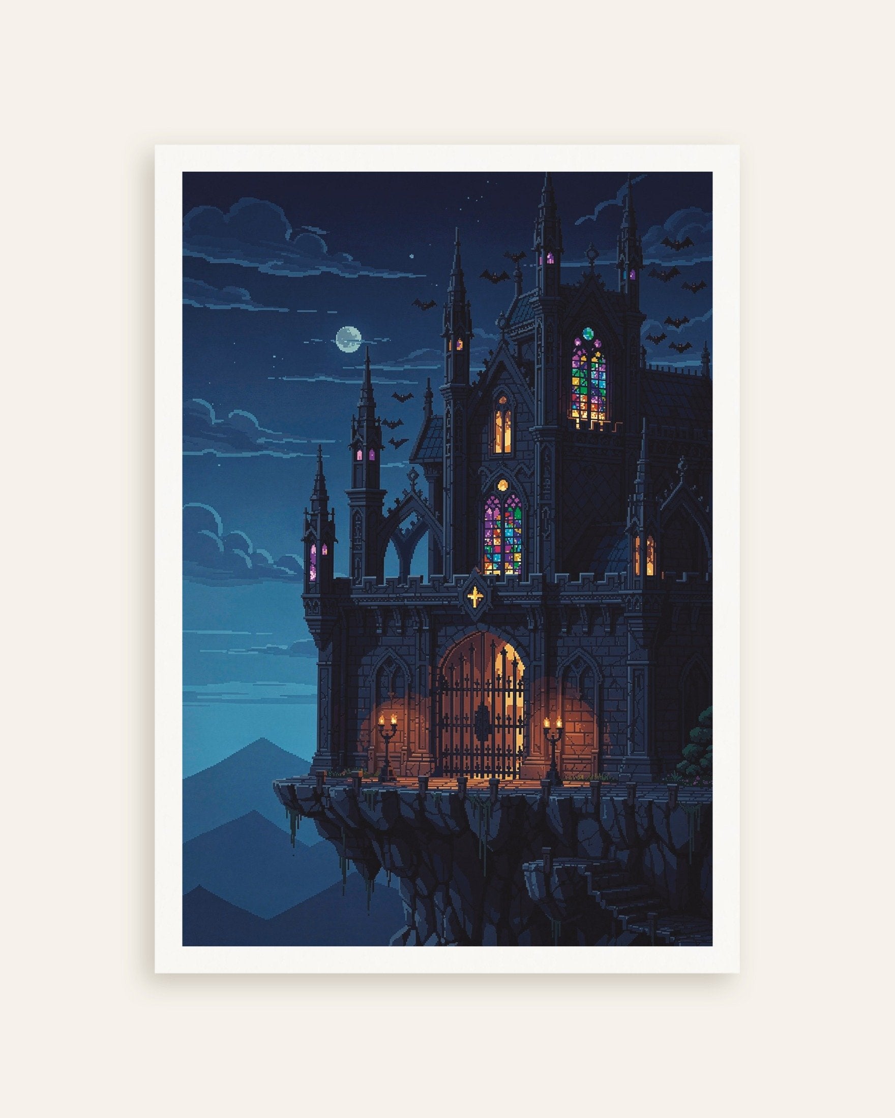 Poster of Moonlit Pixel Art Castle Poster, thumbnail