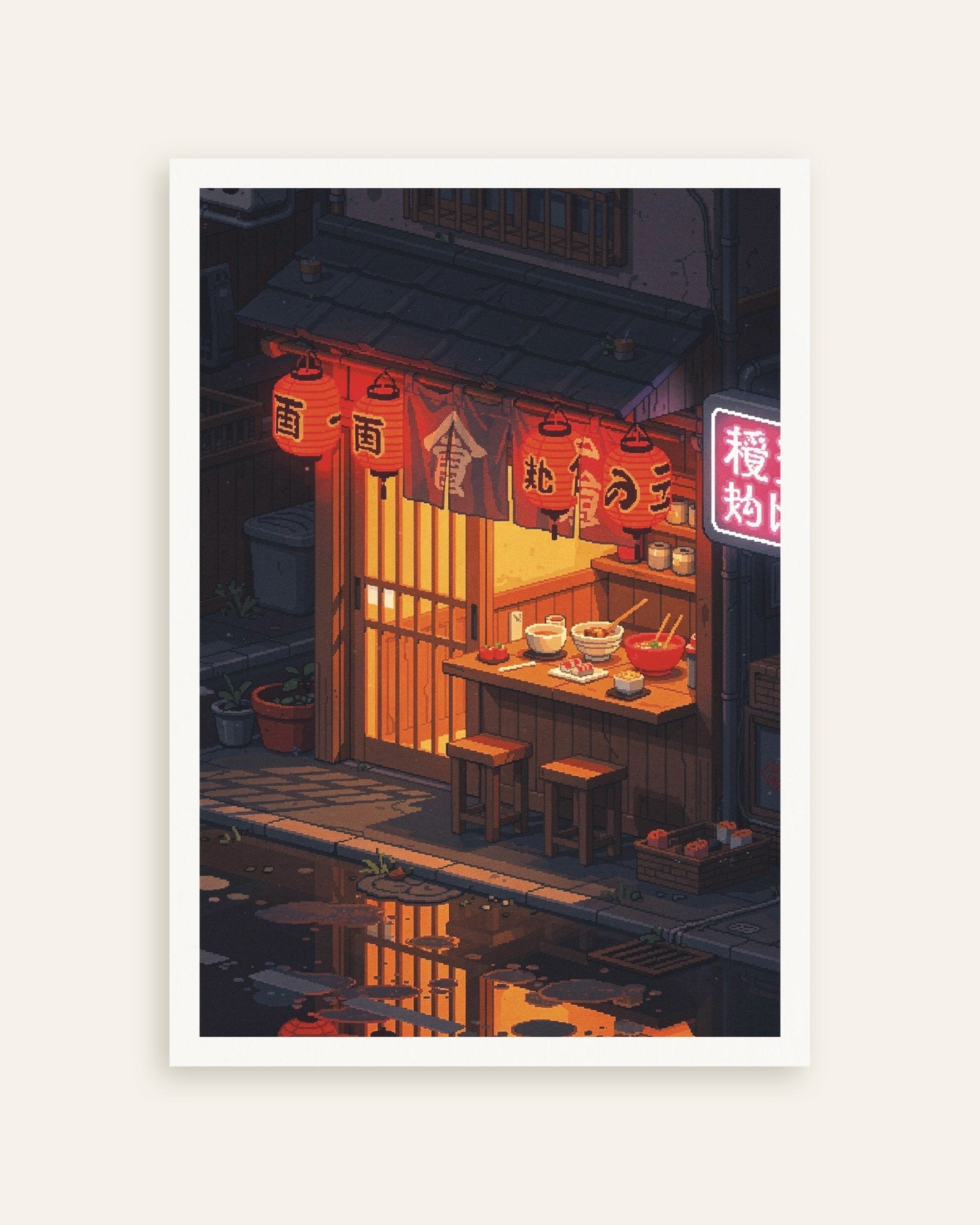 Poster of Neon Ramen Alley Pixel Art Poster, thumbnail