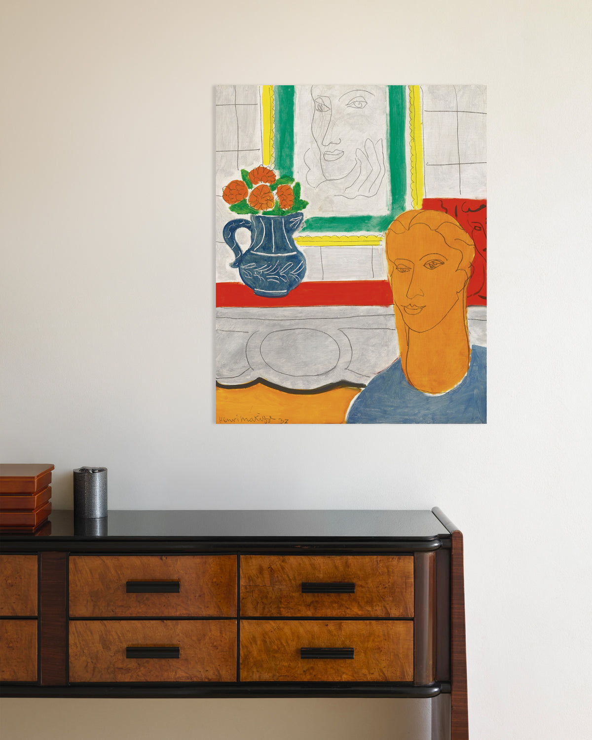 Poster med Okkergult hoved (figur og buket) (1937) af Henri Matisse