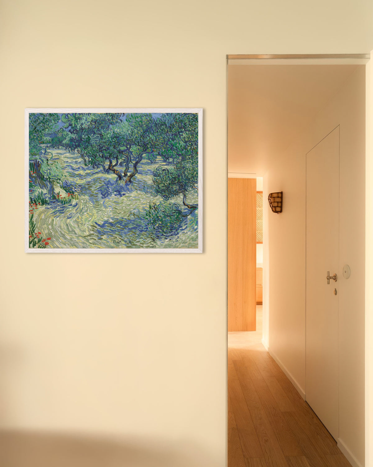 Poster med Olivenlund (1889) af Vincent van Gogh med hvid træramme