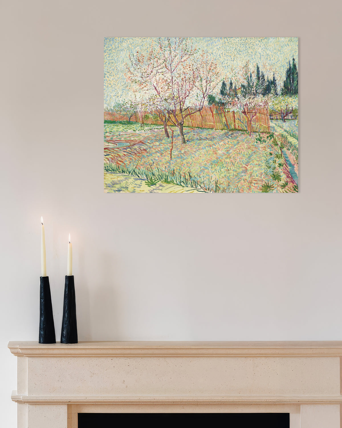 Poster med Frugtplantage omgivet af cypresser (1888) af Vincent van Gogh