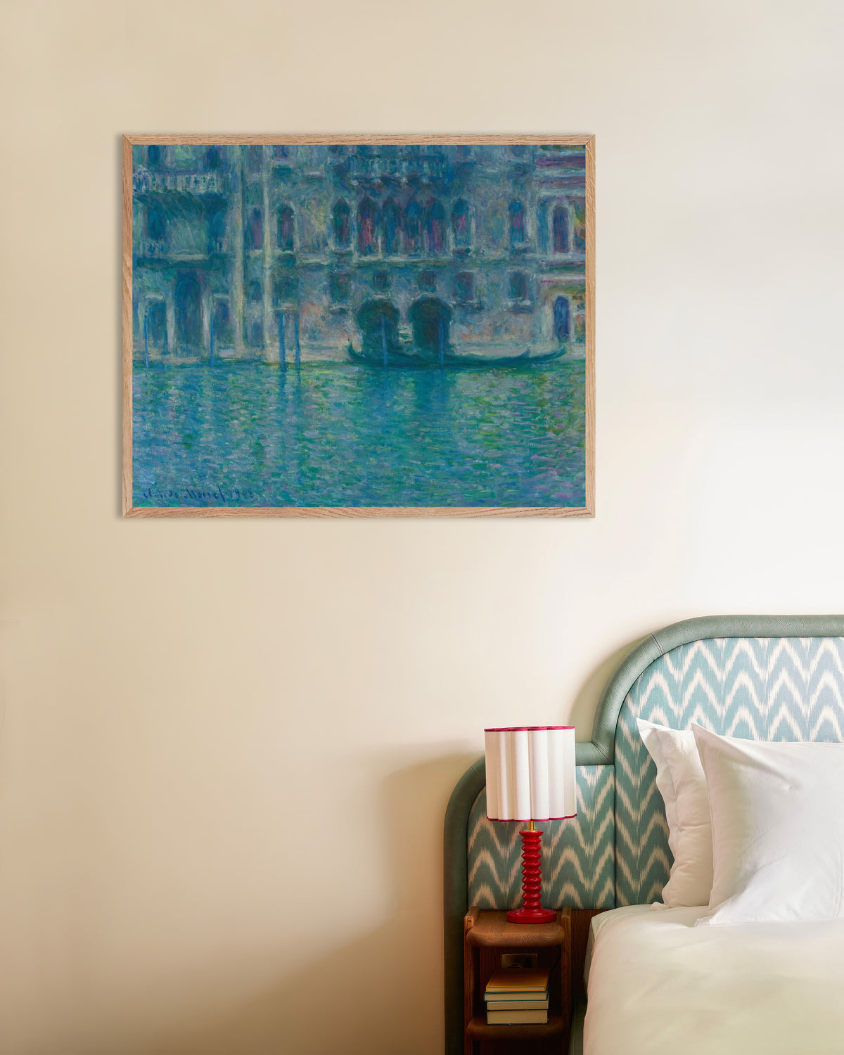 Plakat Palazzo da Mula, Venedig (1908) af Claude Monet med ramme i naturtræ