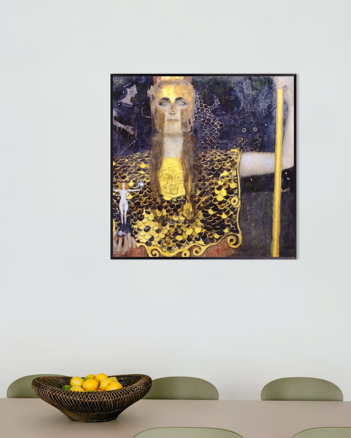 Pallas Athene (1898) af Gustav Klimt, med metalramme