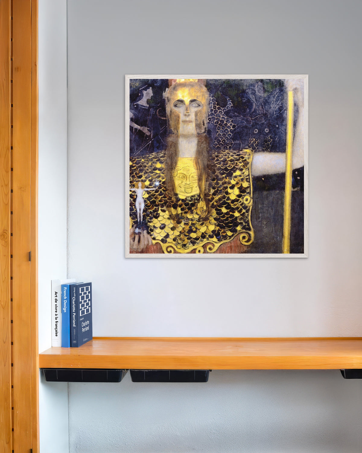 Pallas Athene (1898) af Gustav Klimt, med hvid træramme