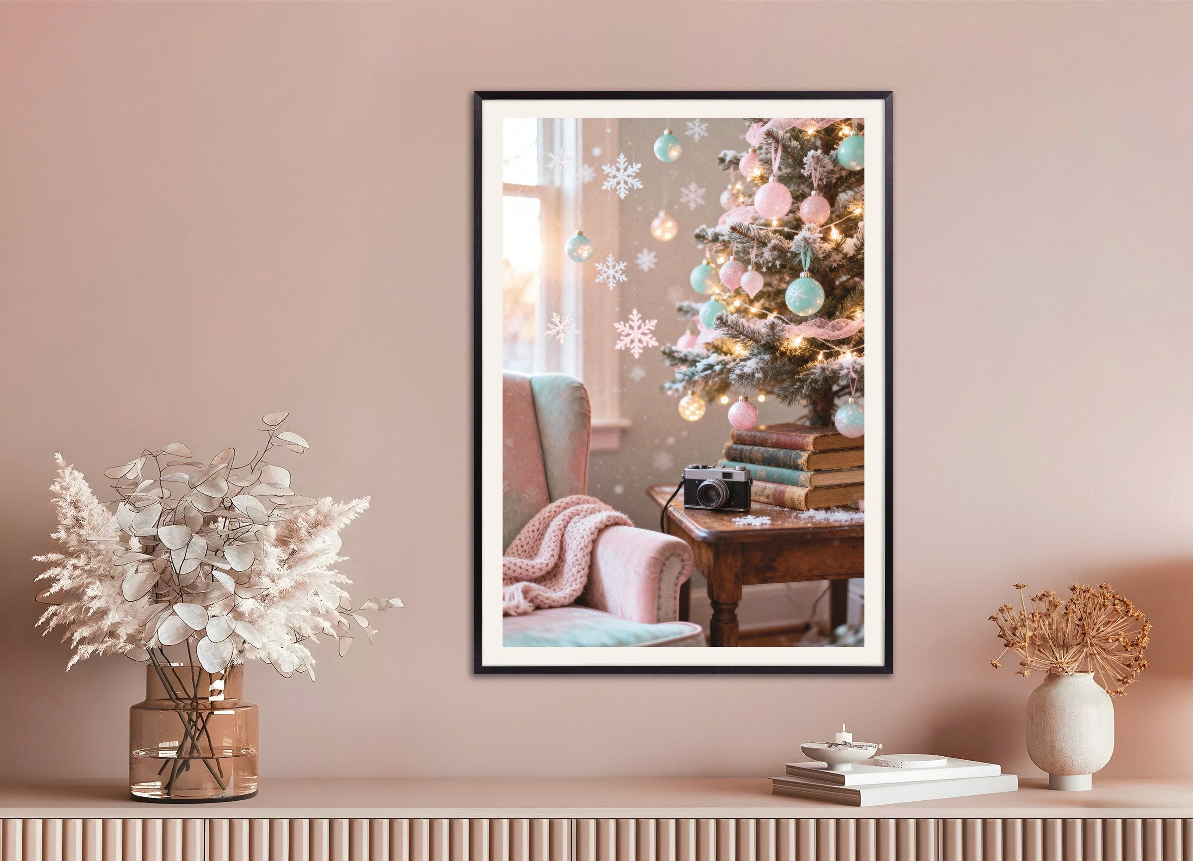 Poster of Pastel Christmas tree poster, with metal frame