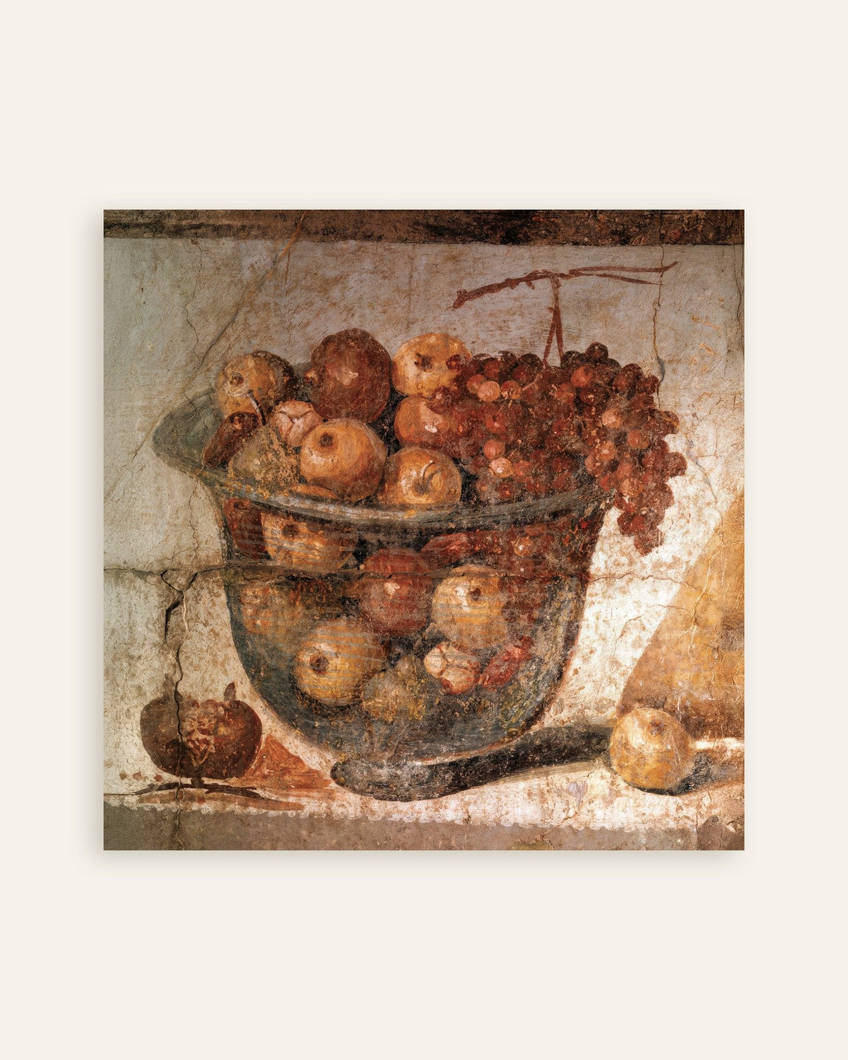 Plakat med freskoen af frugtskålen, romersk stilleben fra Pompeji