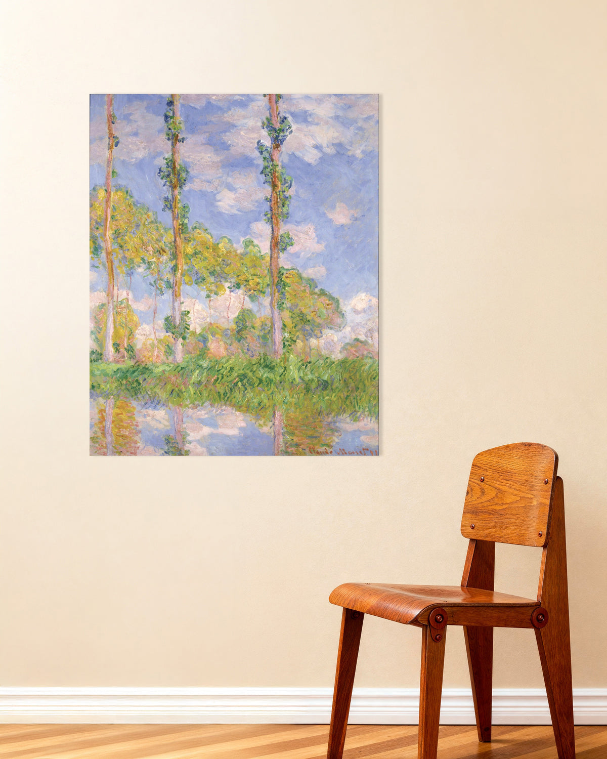 Plakat Popler i solen (1891) af Claude Monet