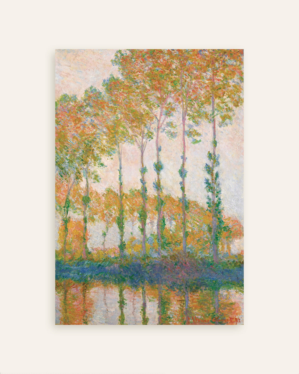 Plakat Popler ved Eptes bred, efterår (1891) af Claude Monet, miniature