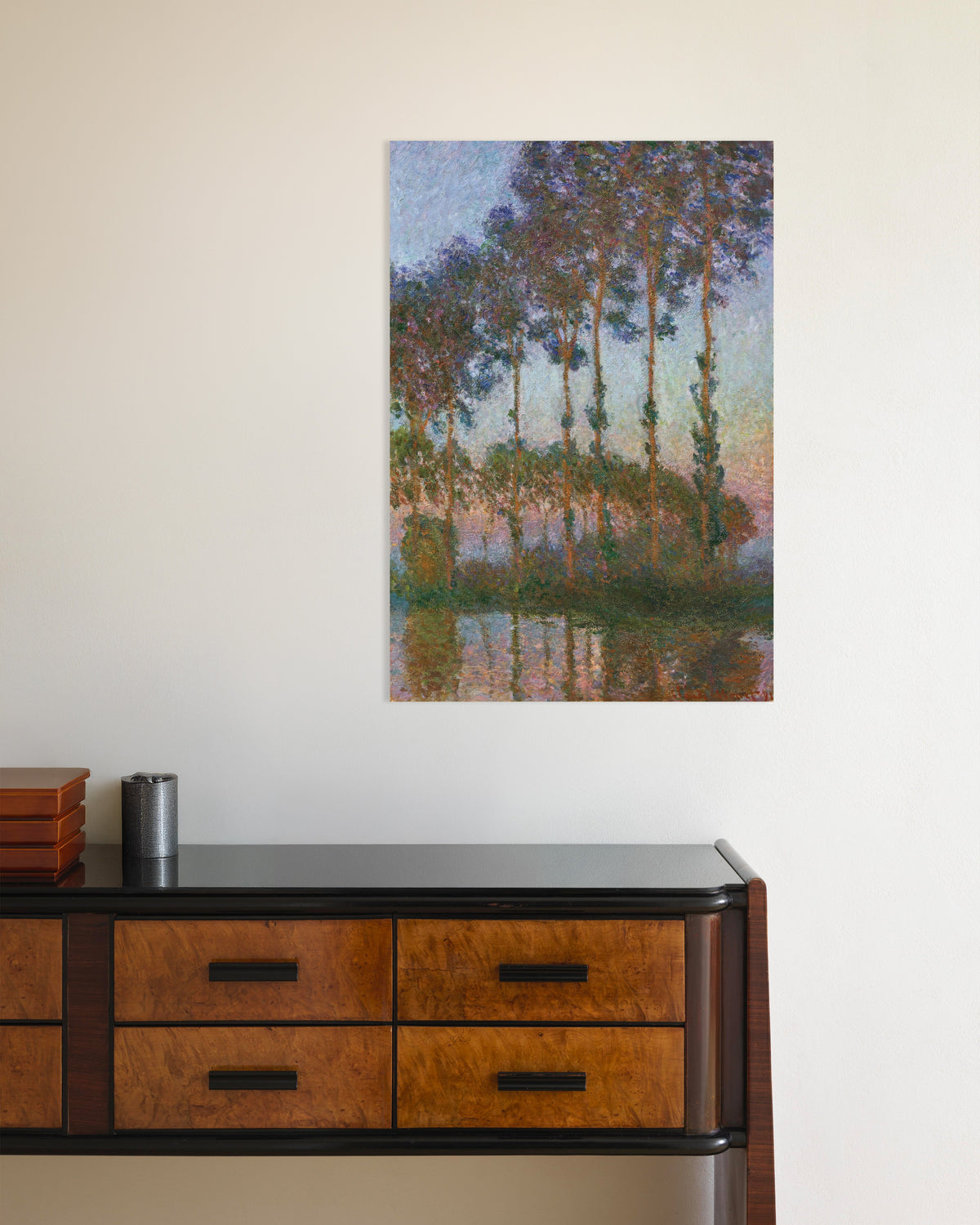 Plakat Popler ved Eptes bred, tusmørke (1891) af Claude Monet