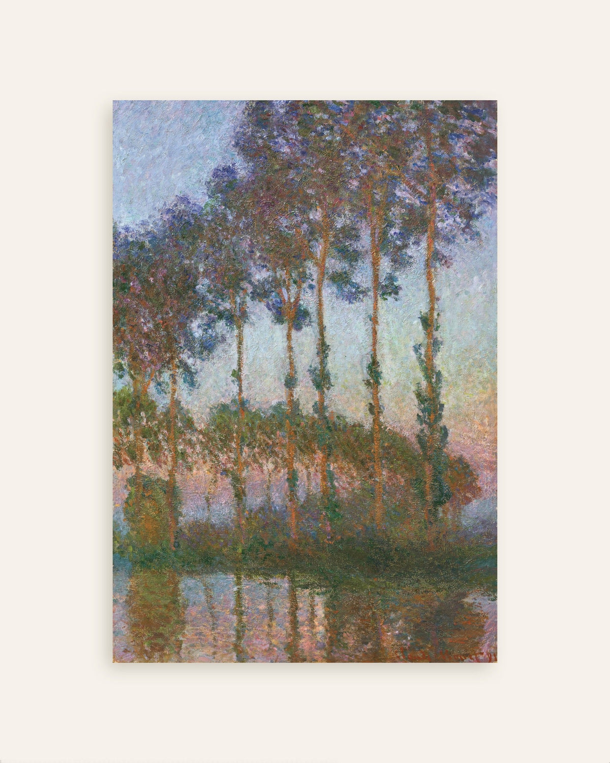 Plakat Popler ved Eptes bred, tusmørke (1891) af Claude Monet, miniature