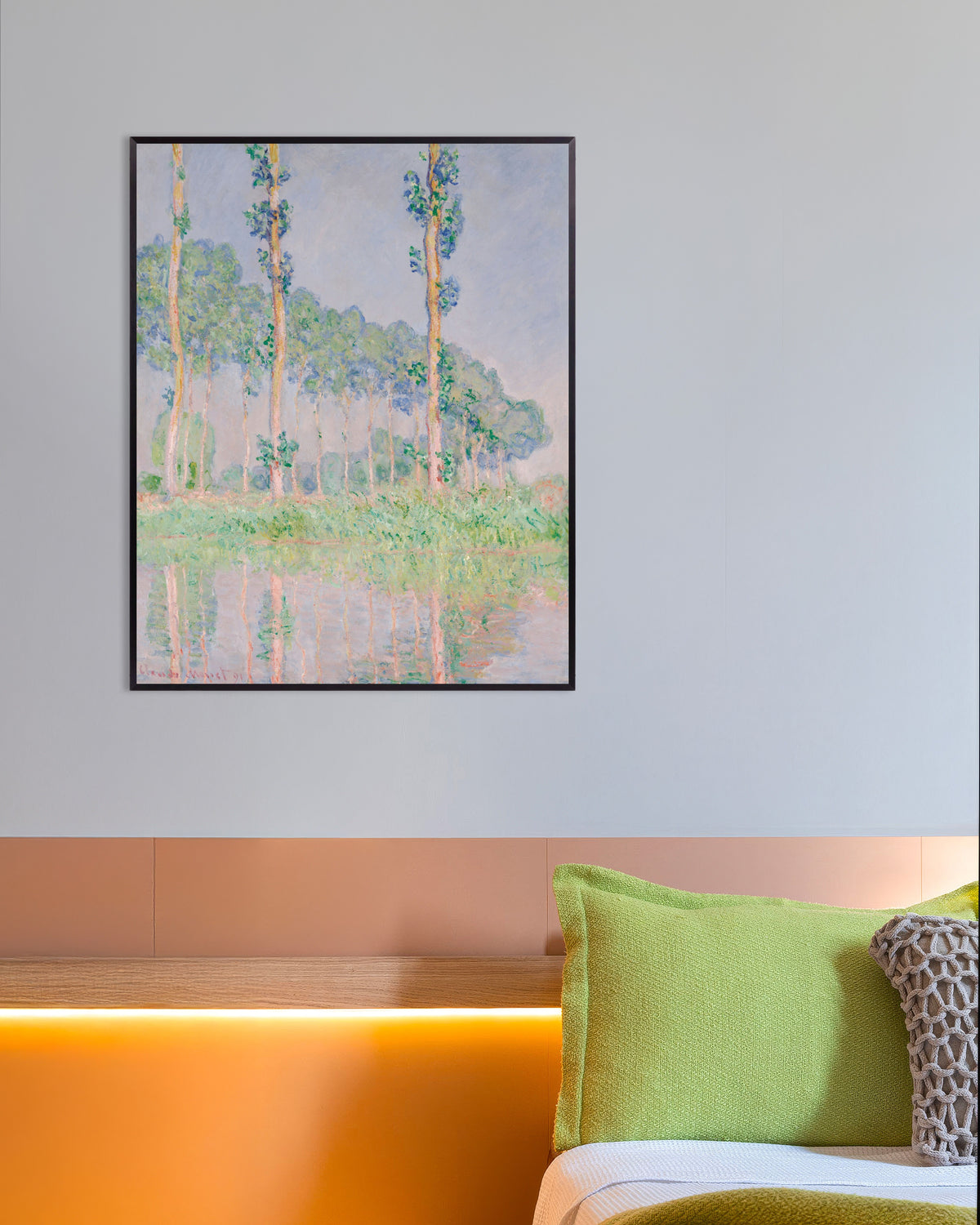 Plakat Popler, rosa virkning (1891) af Claude Monet med metalramme